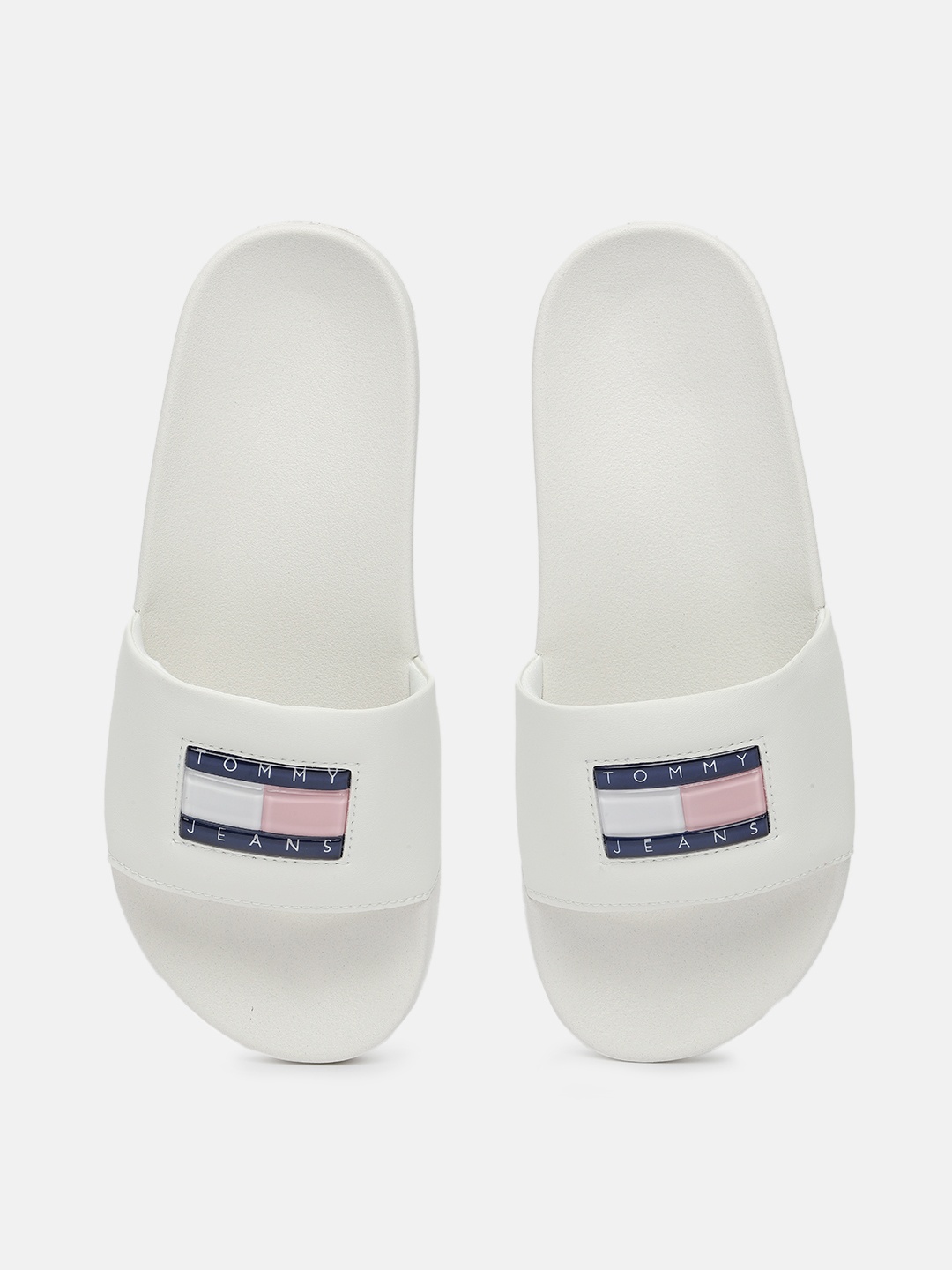 

Tommy Hilfiger Women Brand Logo Applique Sliders, White