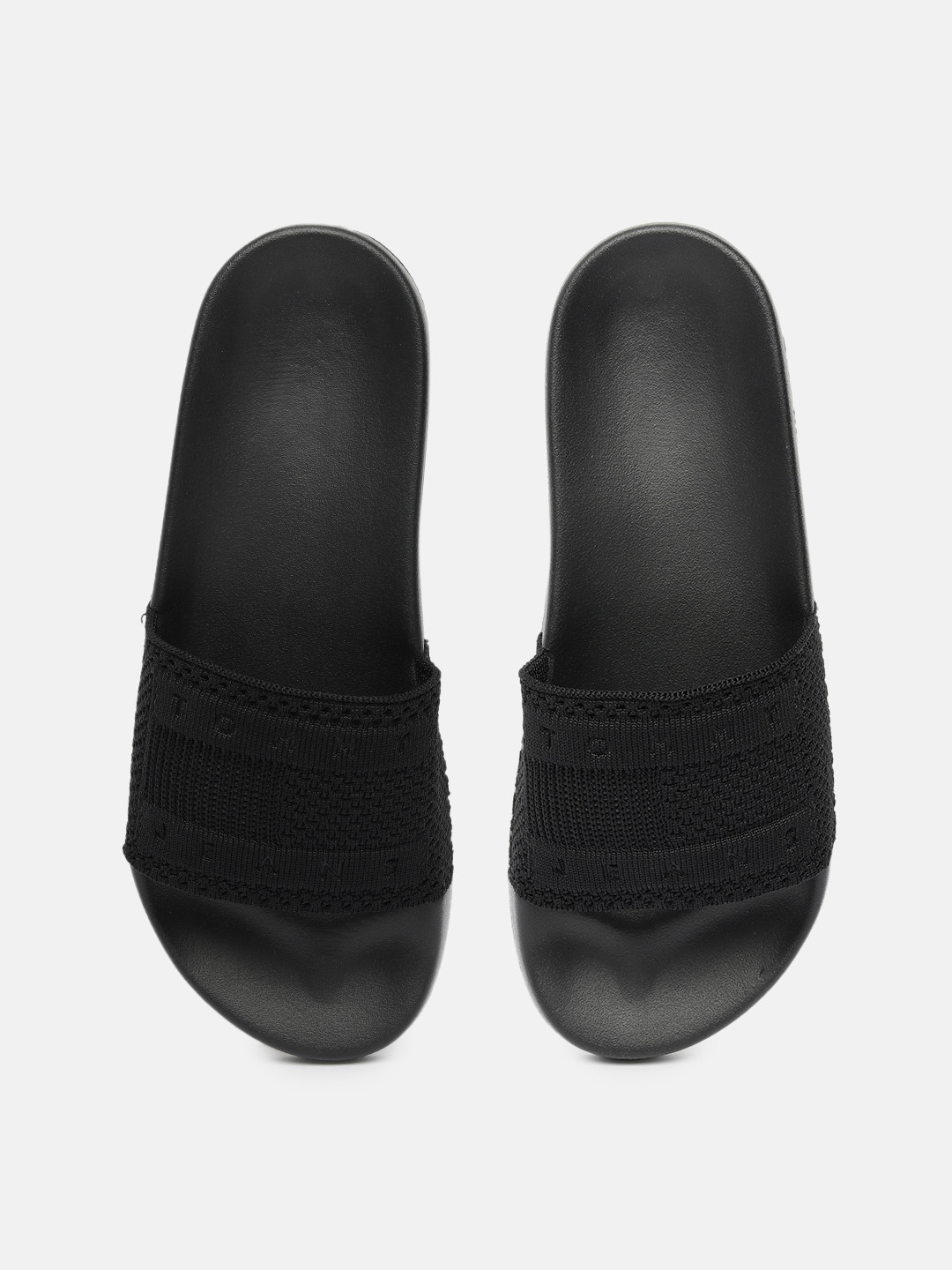 

Tommy Hilfiger Women Self Design Sliders, Black