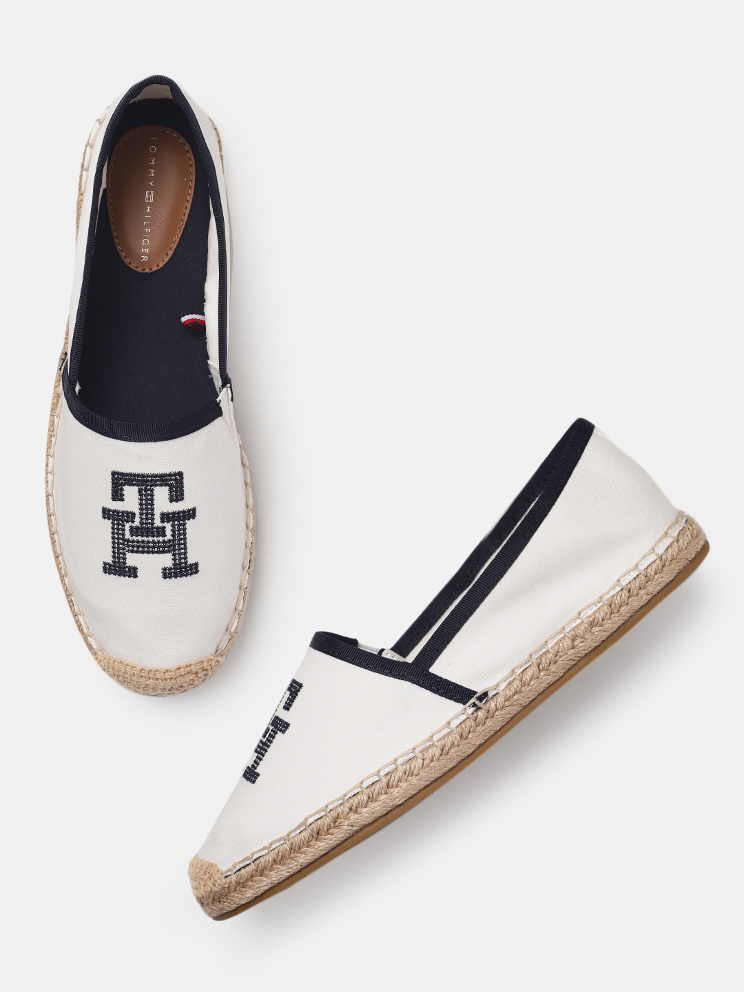 

Tommy Hilfiger Women Brand Logo Embroidered Espadrilles, White