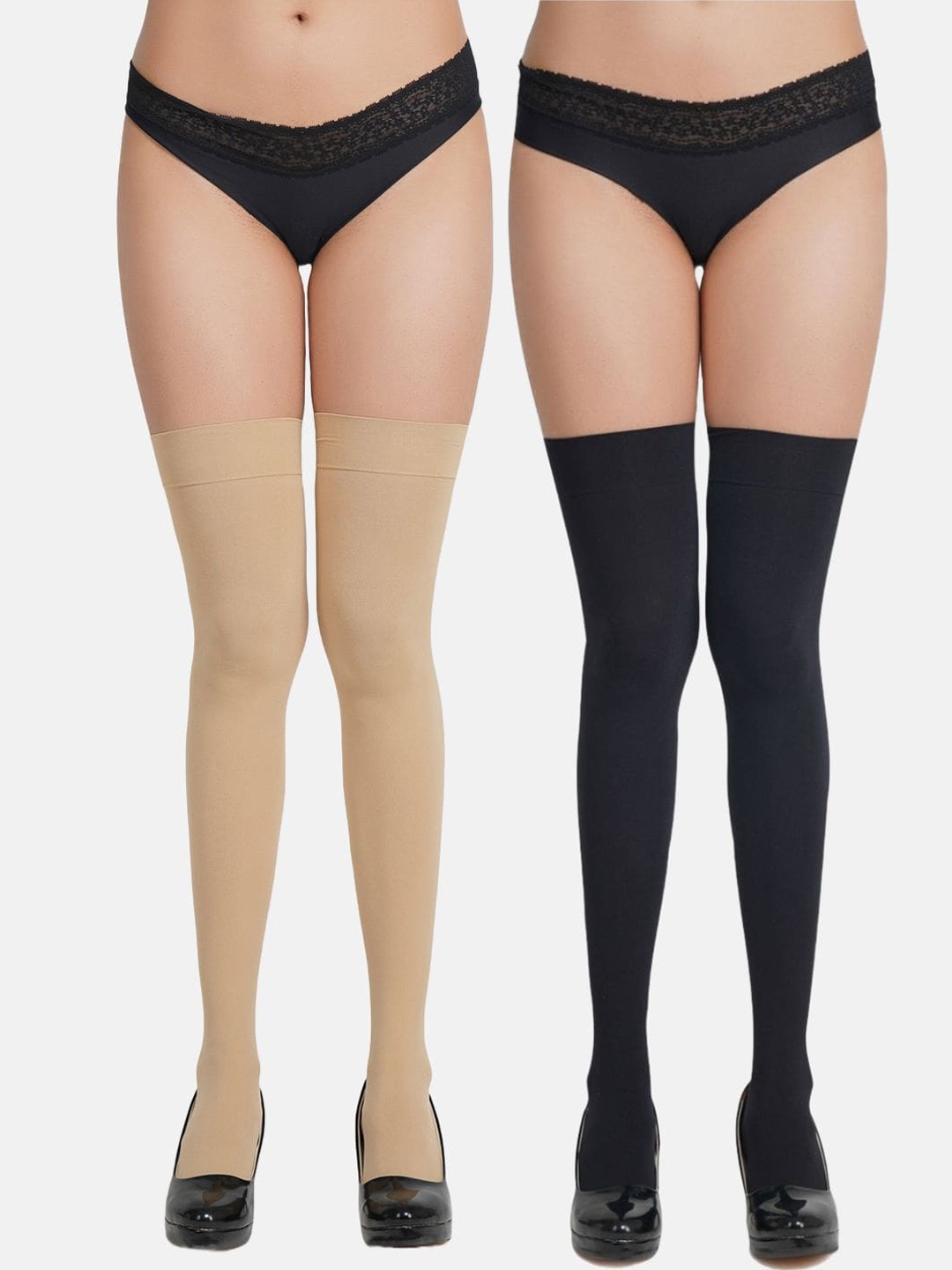 

N2S NEXT2SKIN Pack Of 2 Thigh High Opaque Stockings, Beige