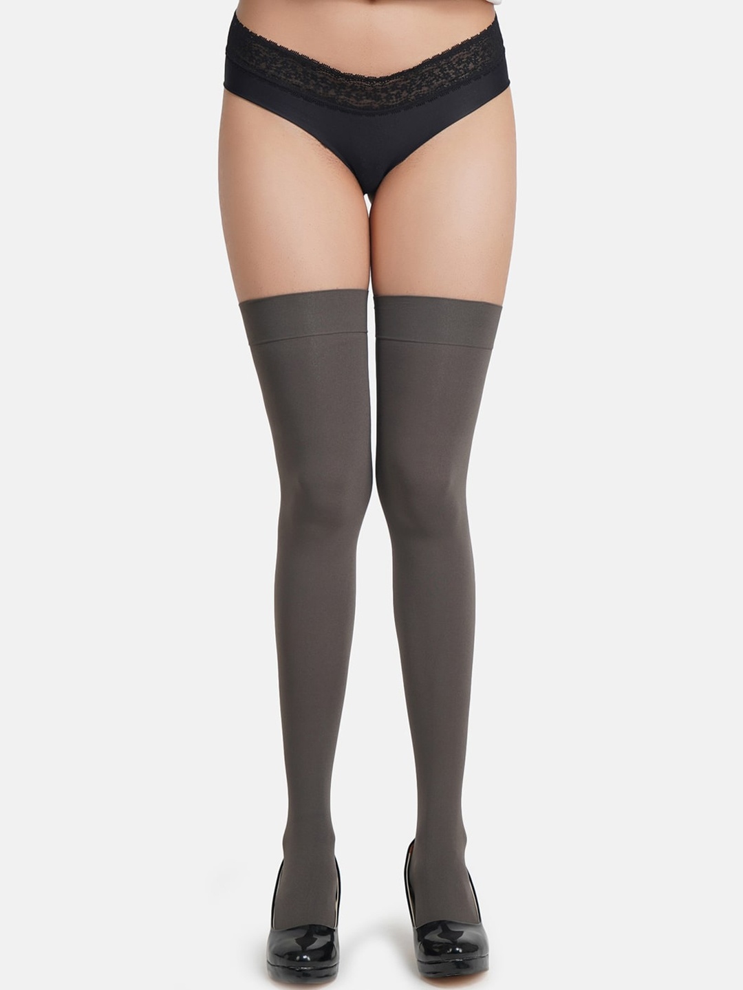 

N2S NEXT2SKIN Women Thigh High Opaque Stockings, Grey
