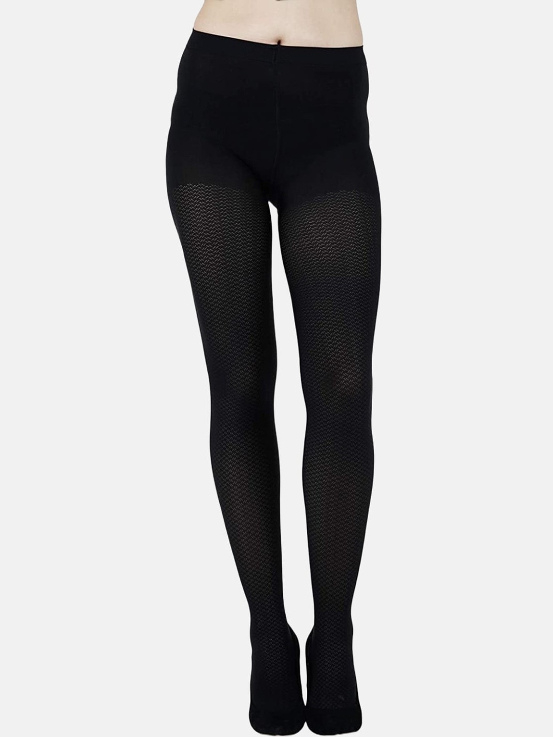 

N2S NEXT2SKIN Self-Design Sheer Pantyhose Stockings, Black