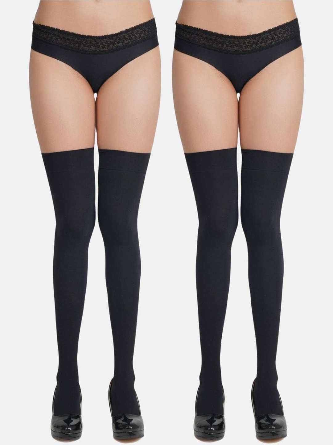 

N2S NEXT2SKIN Pack Of 2 Thigh High Opaque Stockings, Black