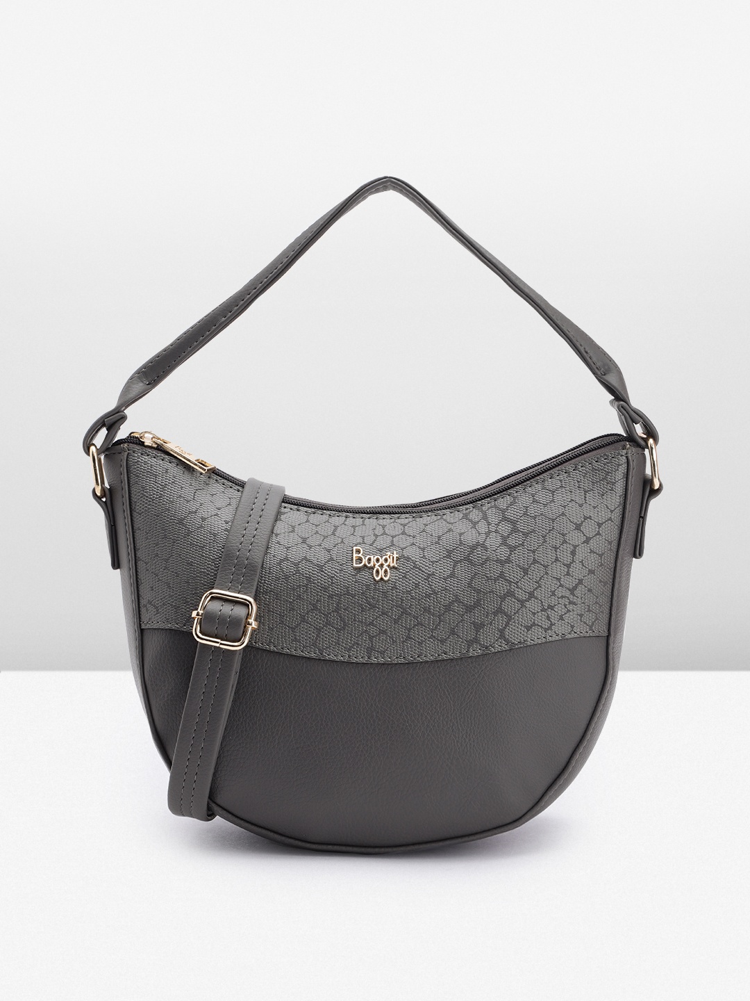 

Baggit Women Textured Hobo Bag, Grey