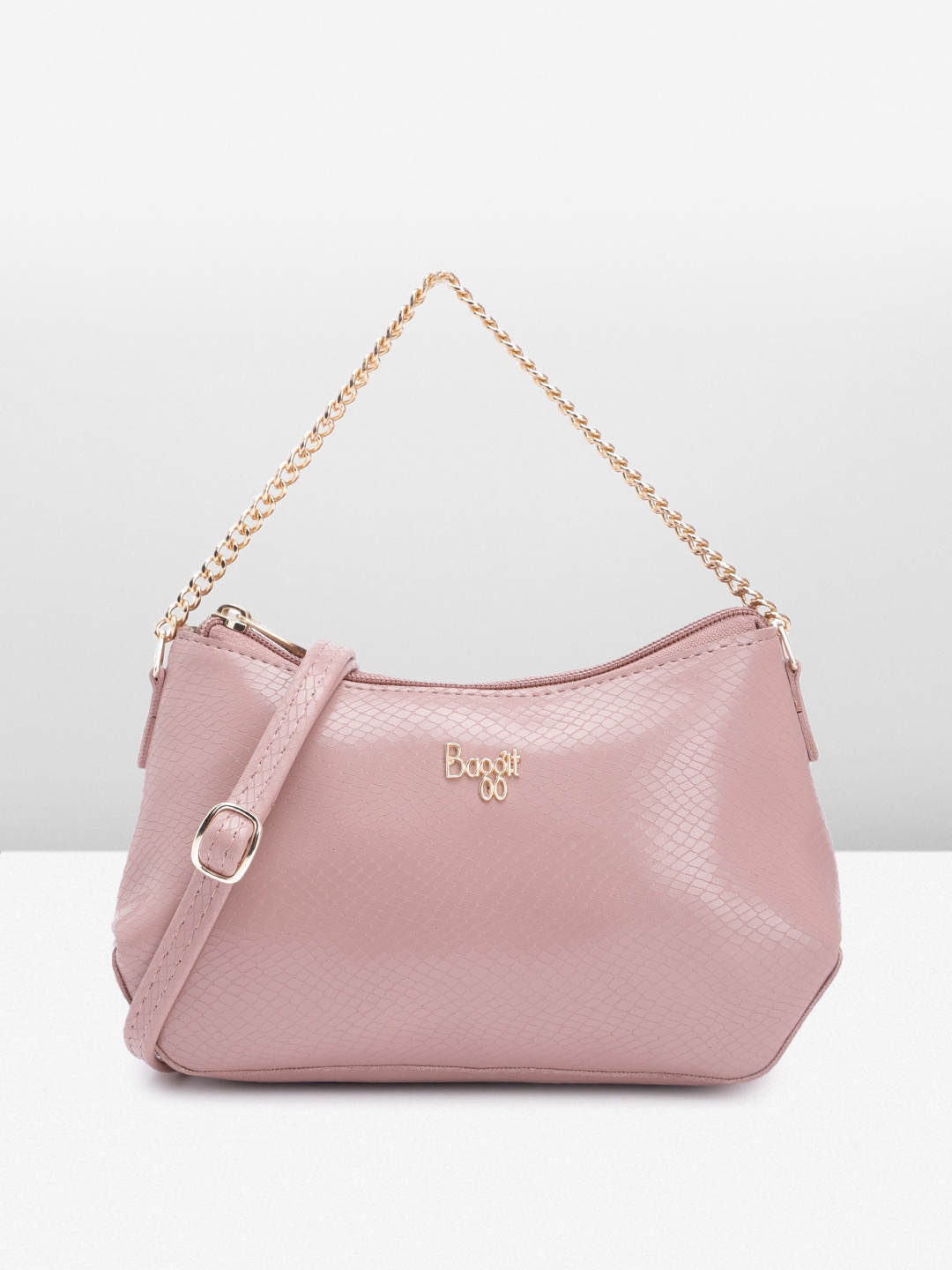 

Baggit Textured PU Structured Handheld Bag, Pink