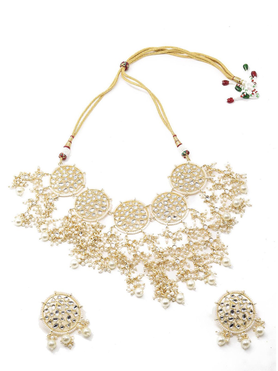 

ODETTE Kundan Studded & Beaded Jewellery Set, White