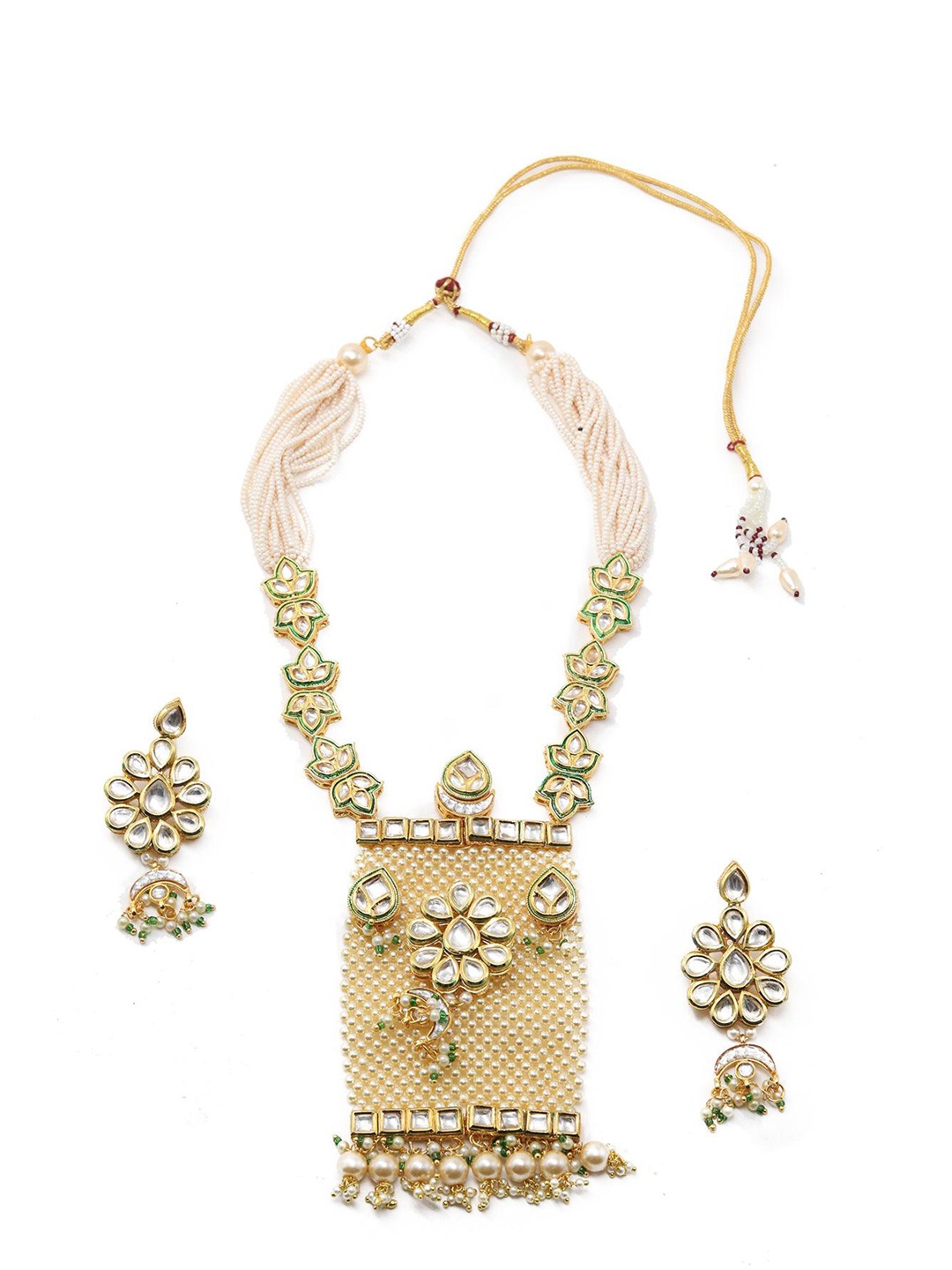 

ODETTE Gold-Plated Kundan-Studded & Beaded Queen Jewellery Set, White