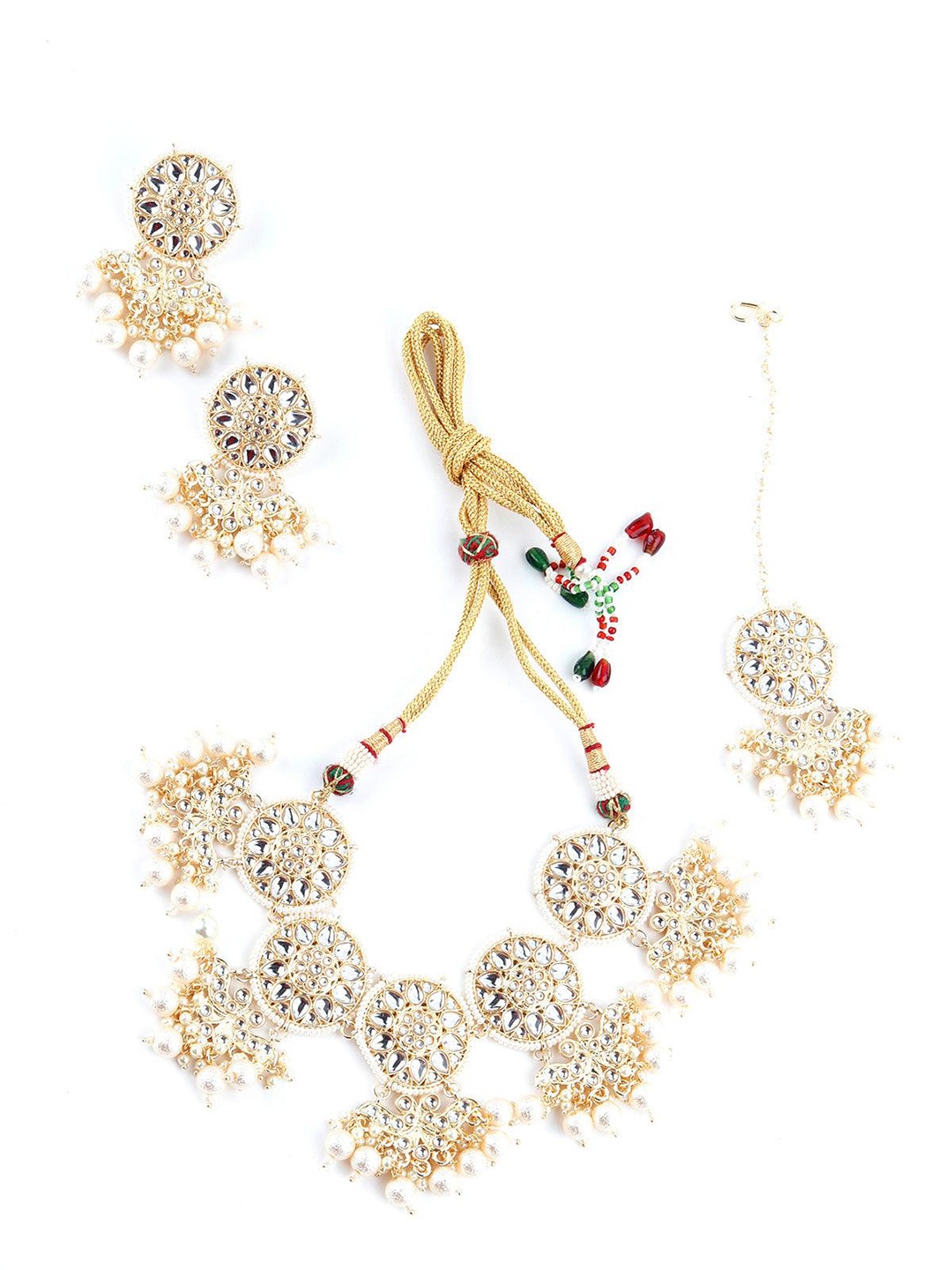 

ODETTE Women Gold-Plated Kundan & Pearls-Studded Jewellery Set