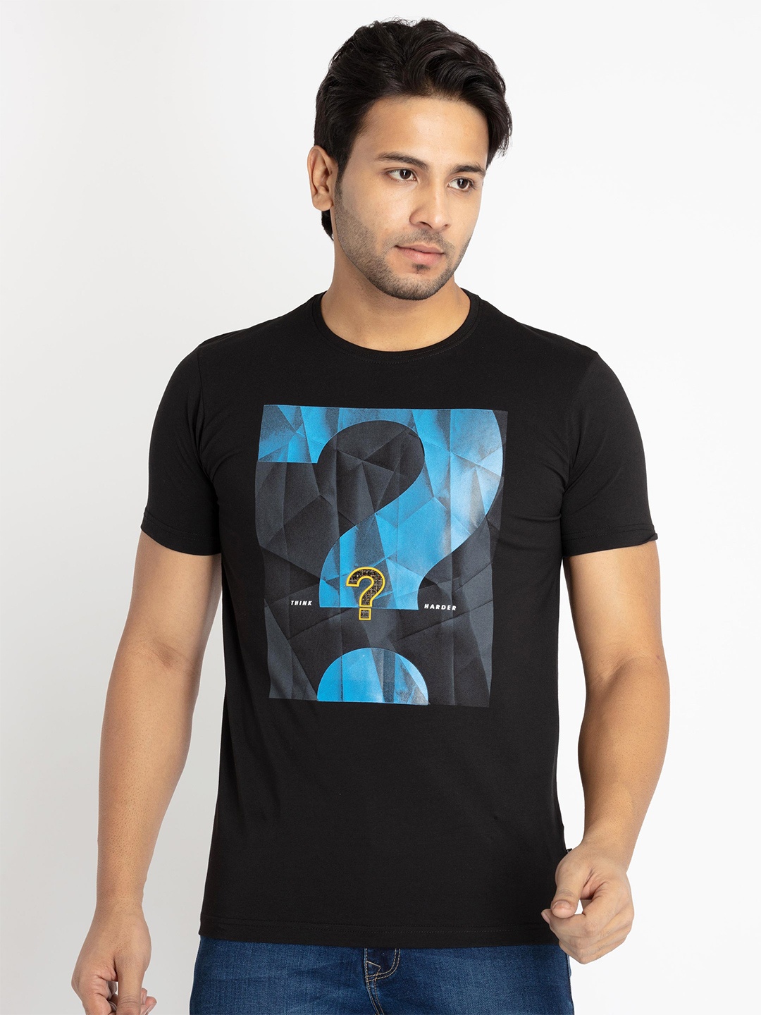 

Status Quo Men Printed Cotton T-shirt, Black
