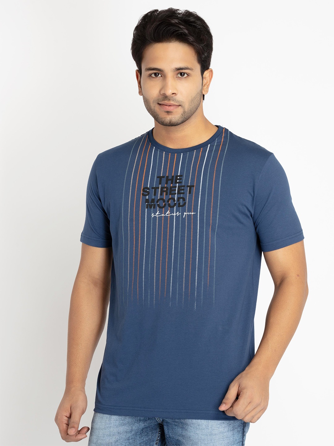 

Status Quo Men Plus Size Cotton T-shirt, Blue