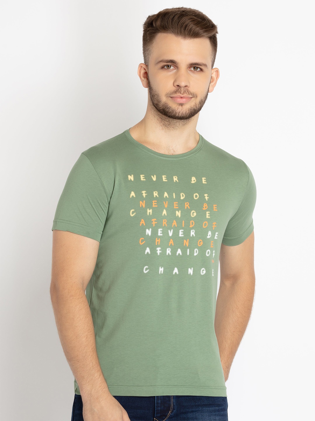 

Status Quo Round Neck Typography Printed T-shirt, Green