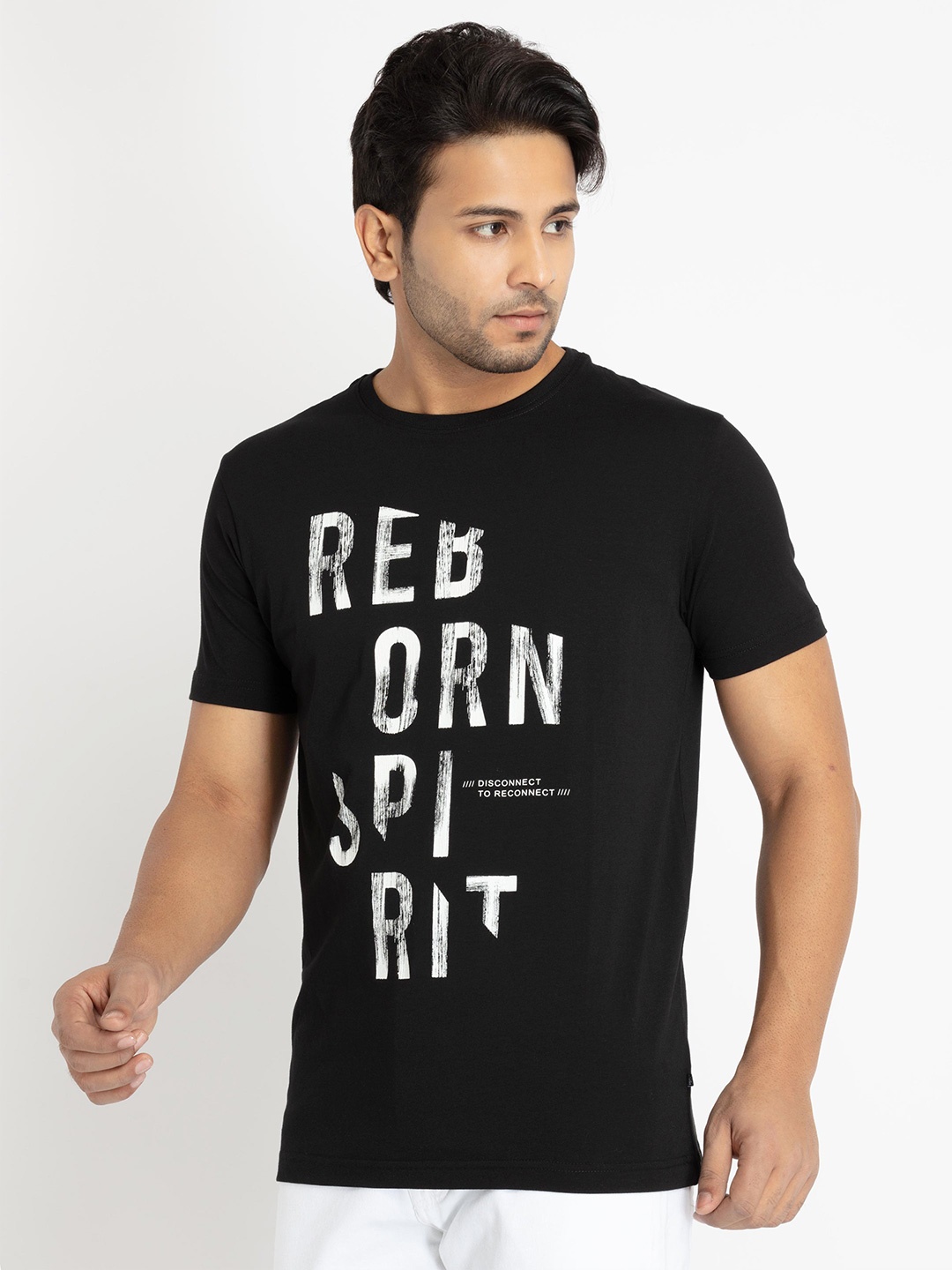 

Status Quo Men Typography Printed Cotton T-shirt, Black