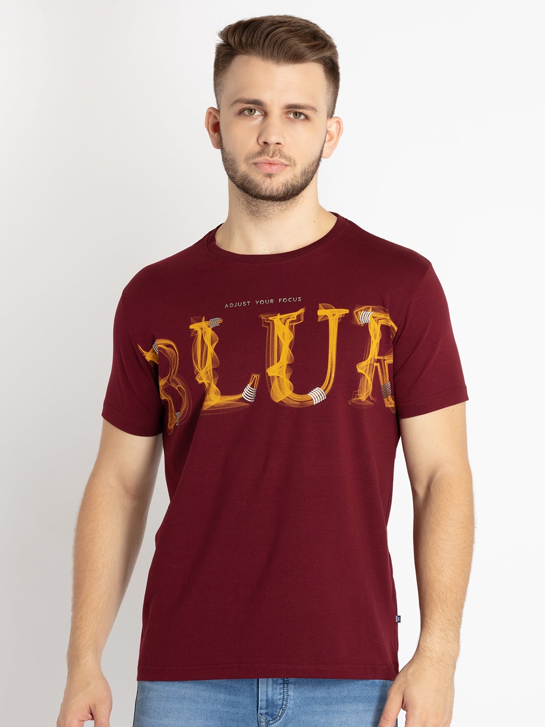 

Status Quo Men Plus Size Typography Printed T-shirt, Burgundy