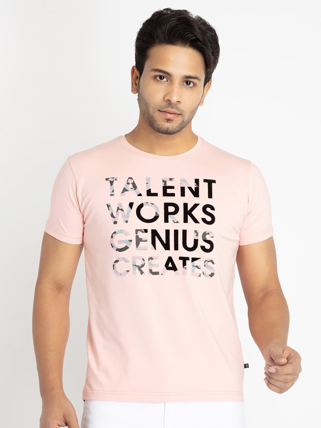 

Status Quo Men Typography Printed Round Neck T-Shirt, Pink