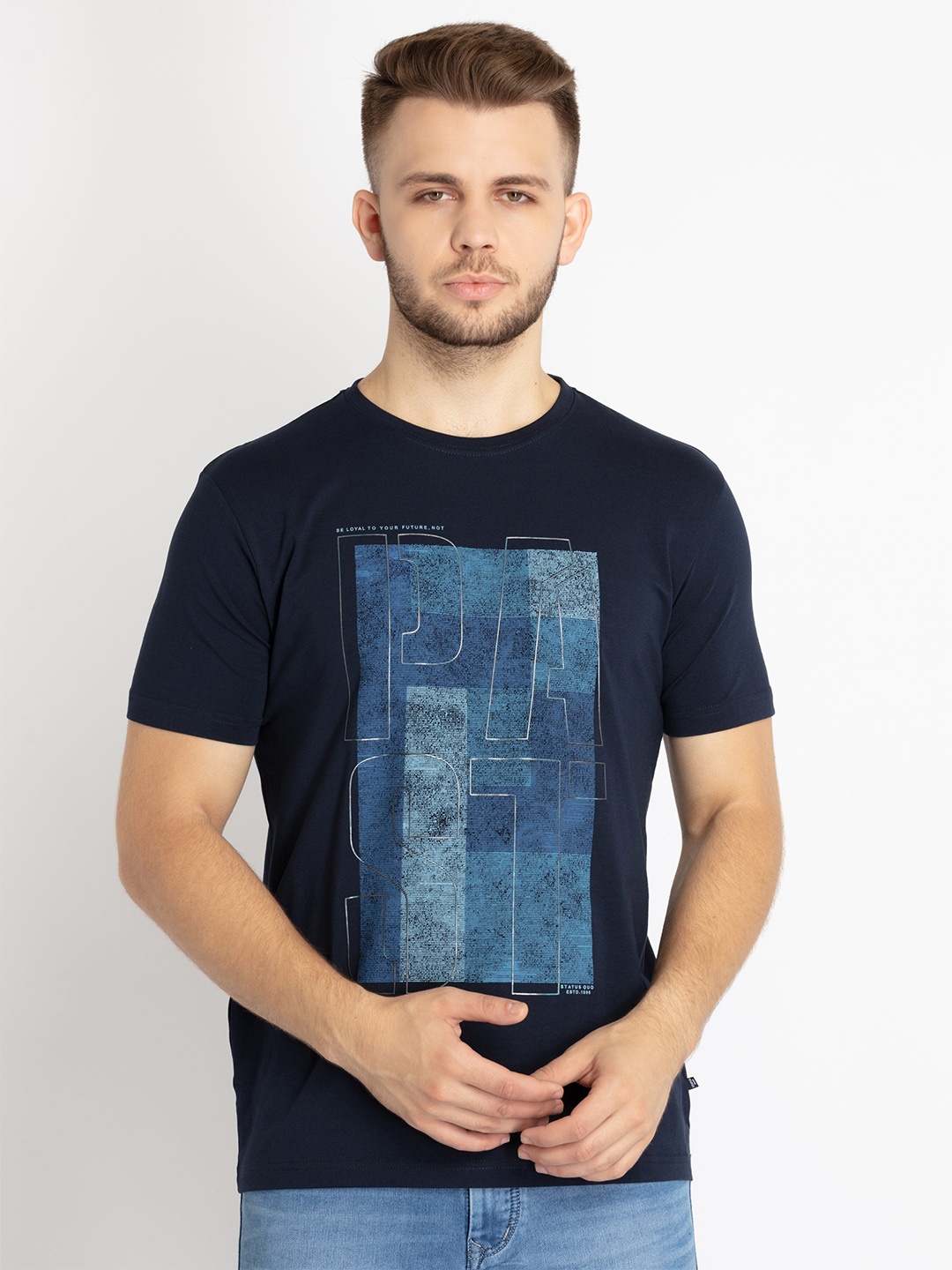 

Status Quo Men Printed T-shirt, Navy blue