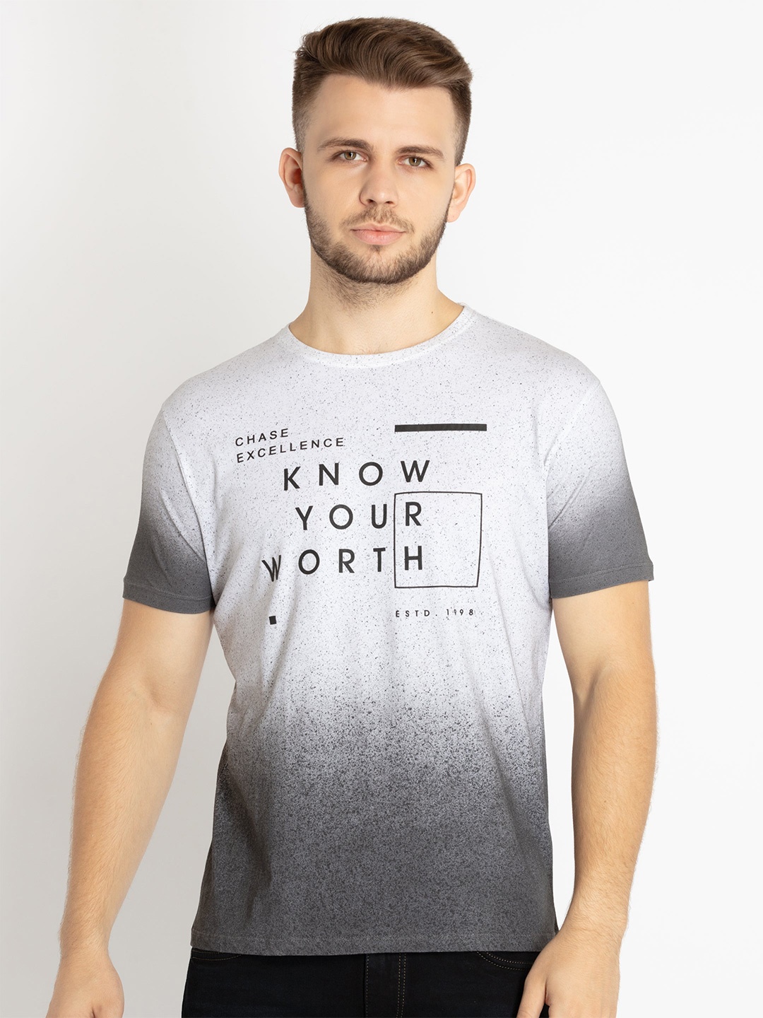 

Status Quo Men Typography Printed Cotton T-shirt, Grey