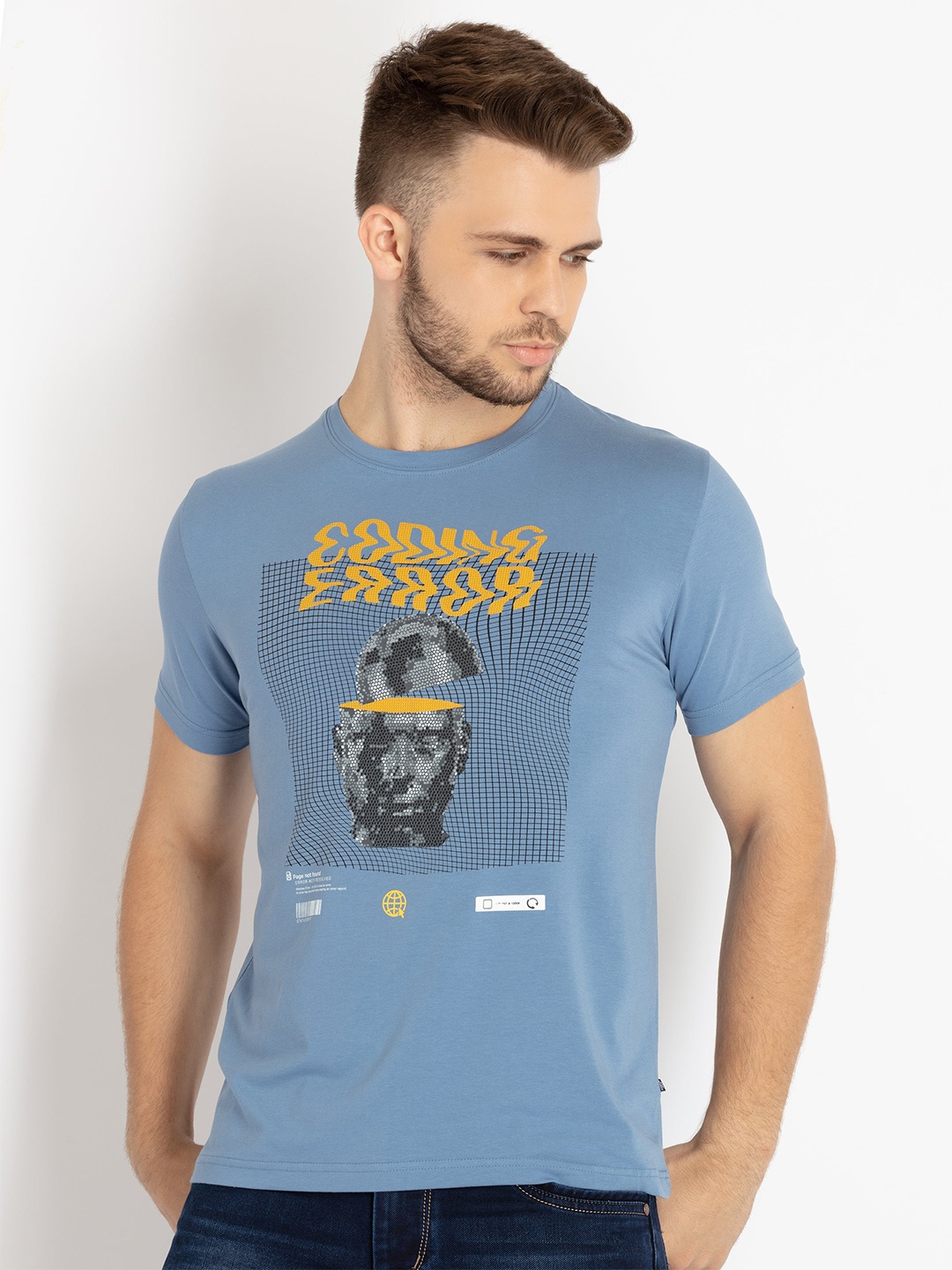 

Status Quo Men Graphic Printed Round Neck T-shirt, Blue