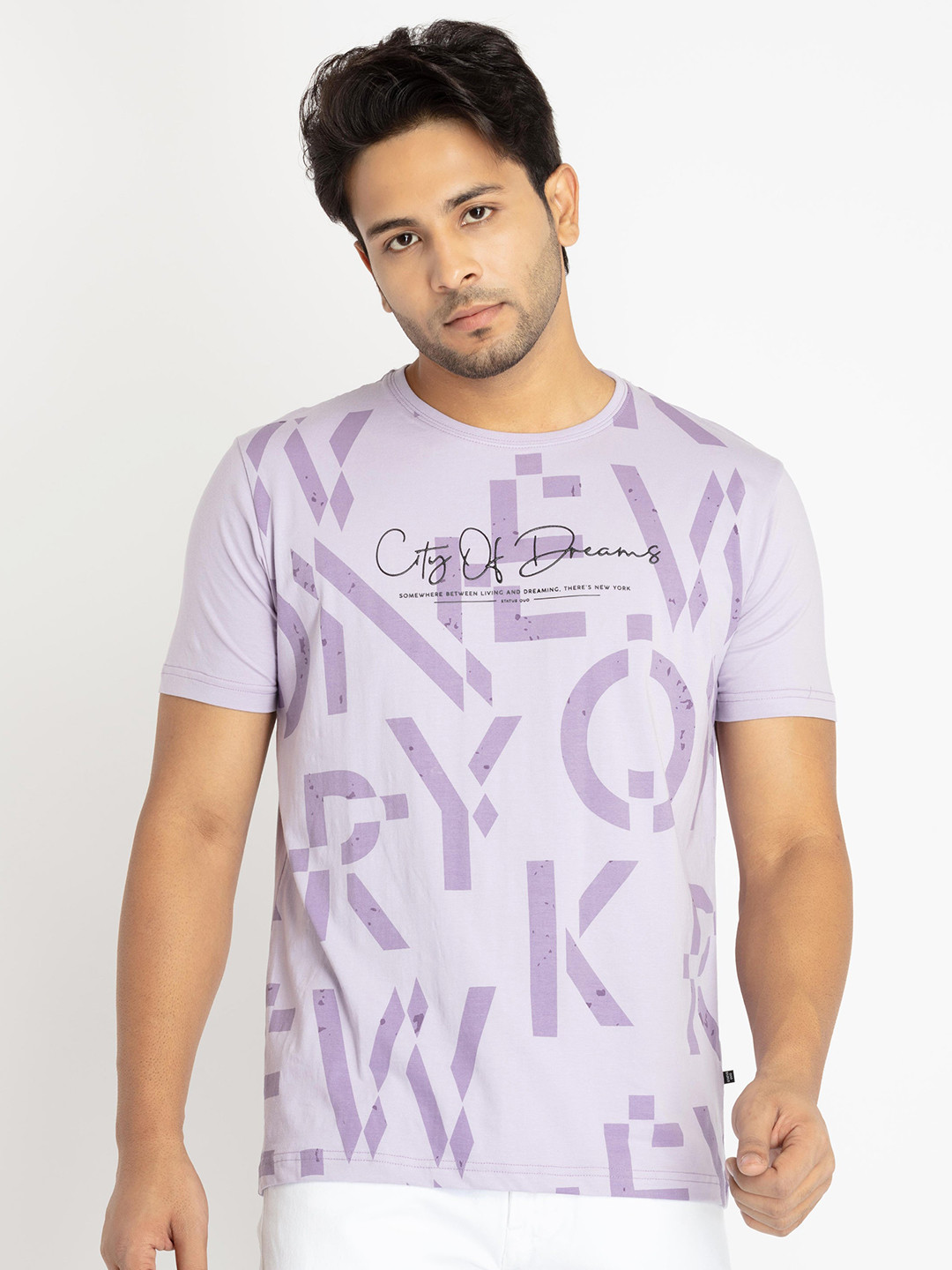 

Status Quo Men Typography Printed Round Neck T-shirt, Purple
