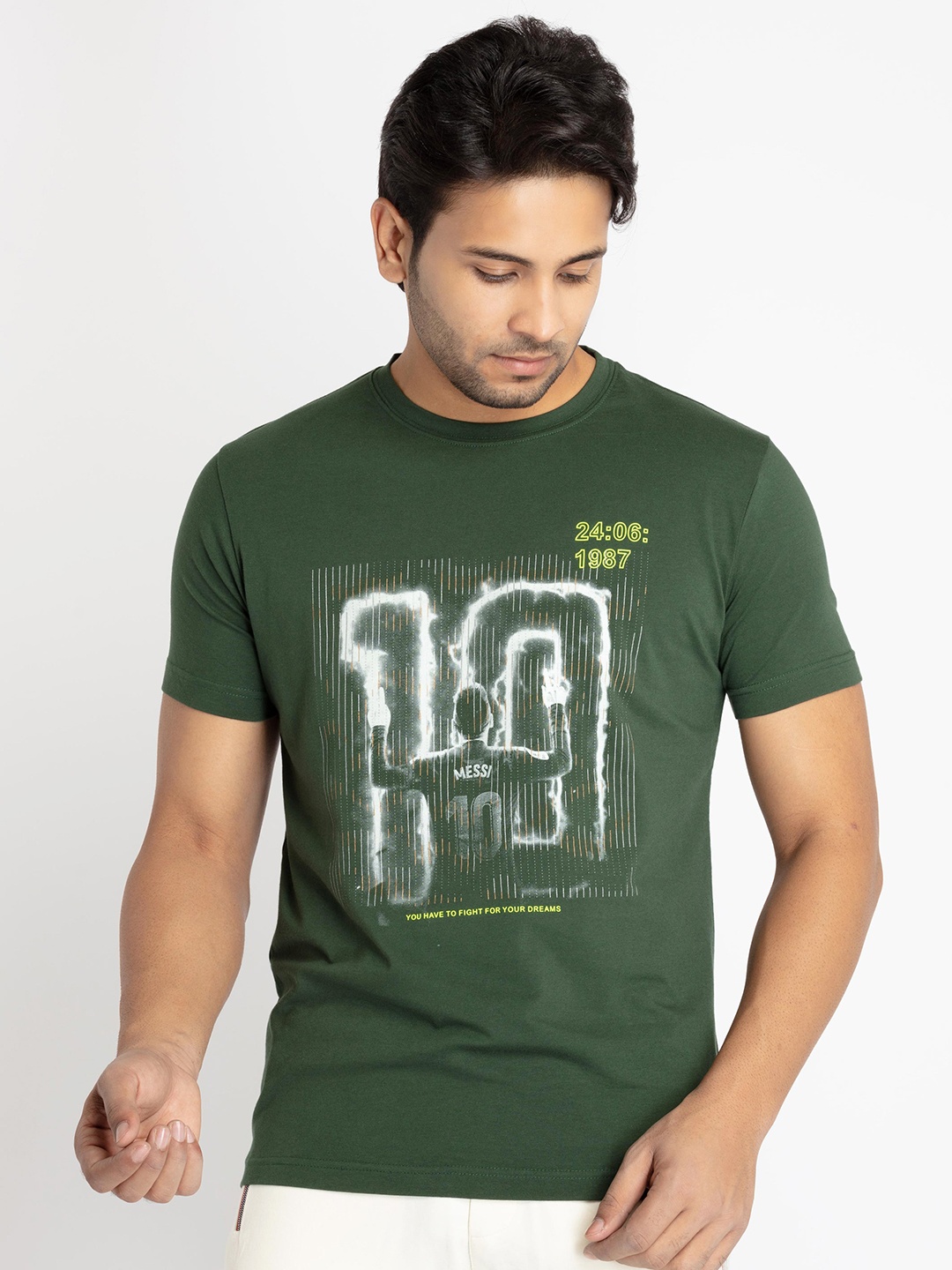 

Status Quo Men Green Typography Printed T-shirt