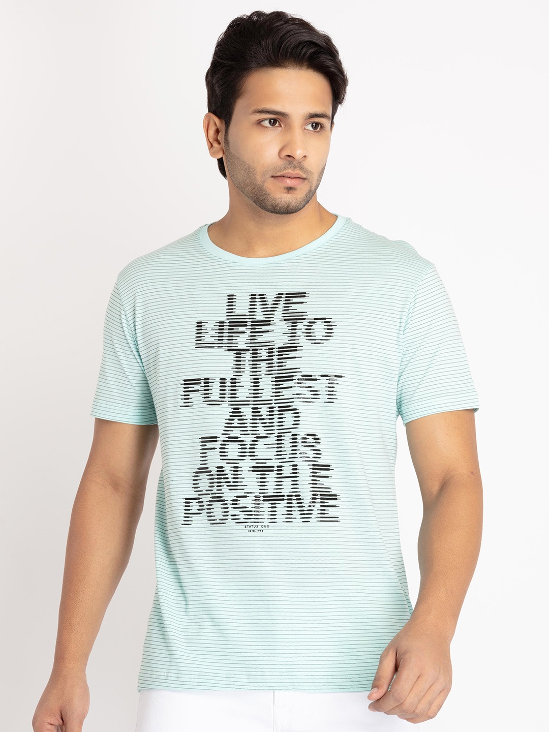

Status Quo Men Typography Printed T-shirt, Blue