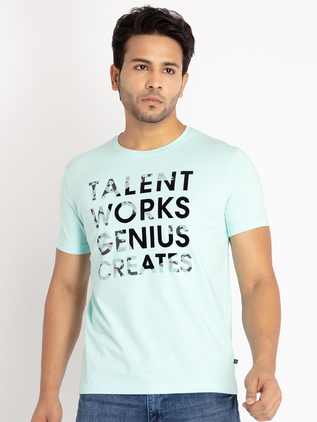 

Status Quo Men Typography Printed Cotton T-shirt, Sea green