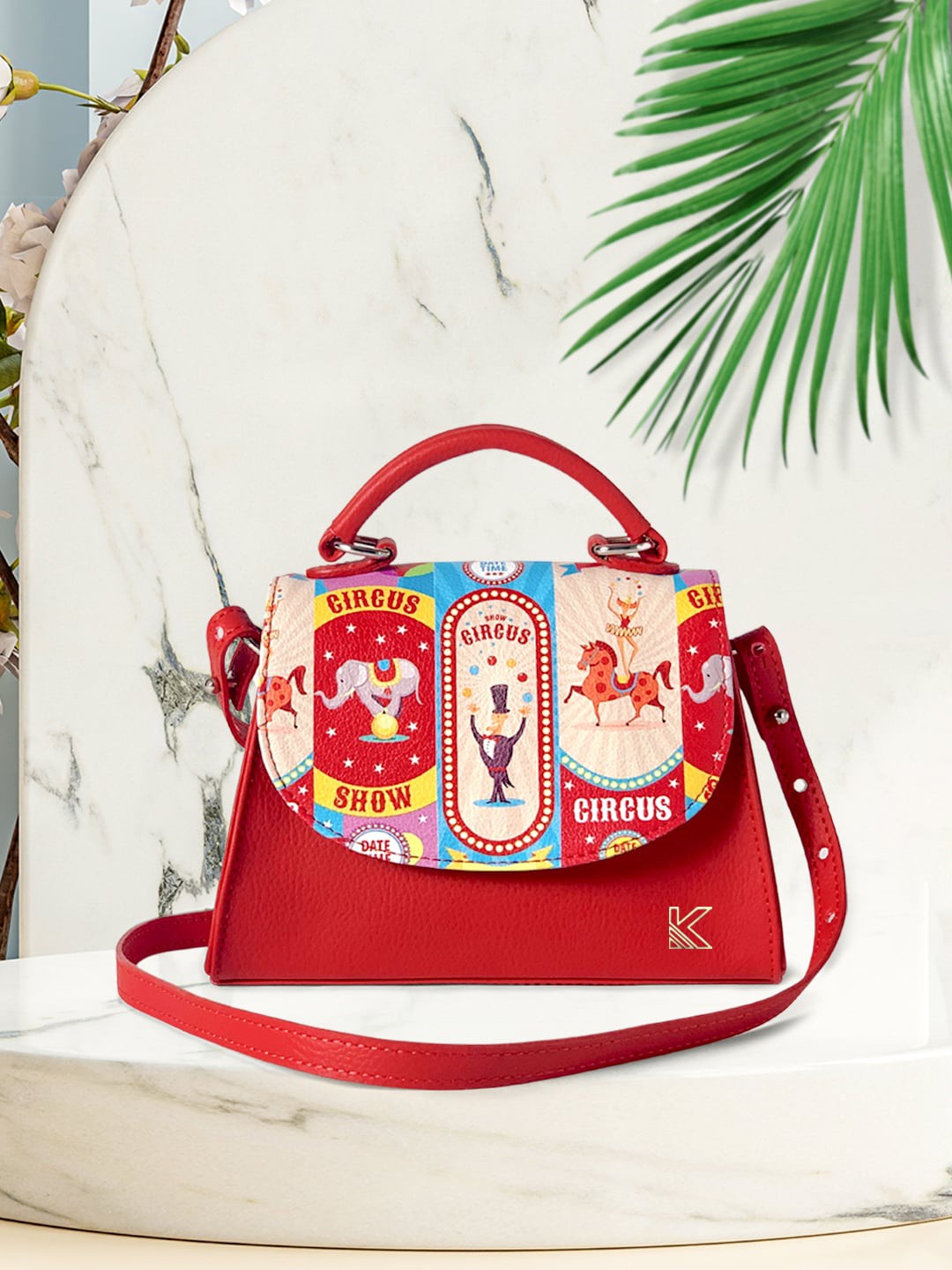 

KazarMax Circus Printed Adjustable Strap Sling Bag, Red