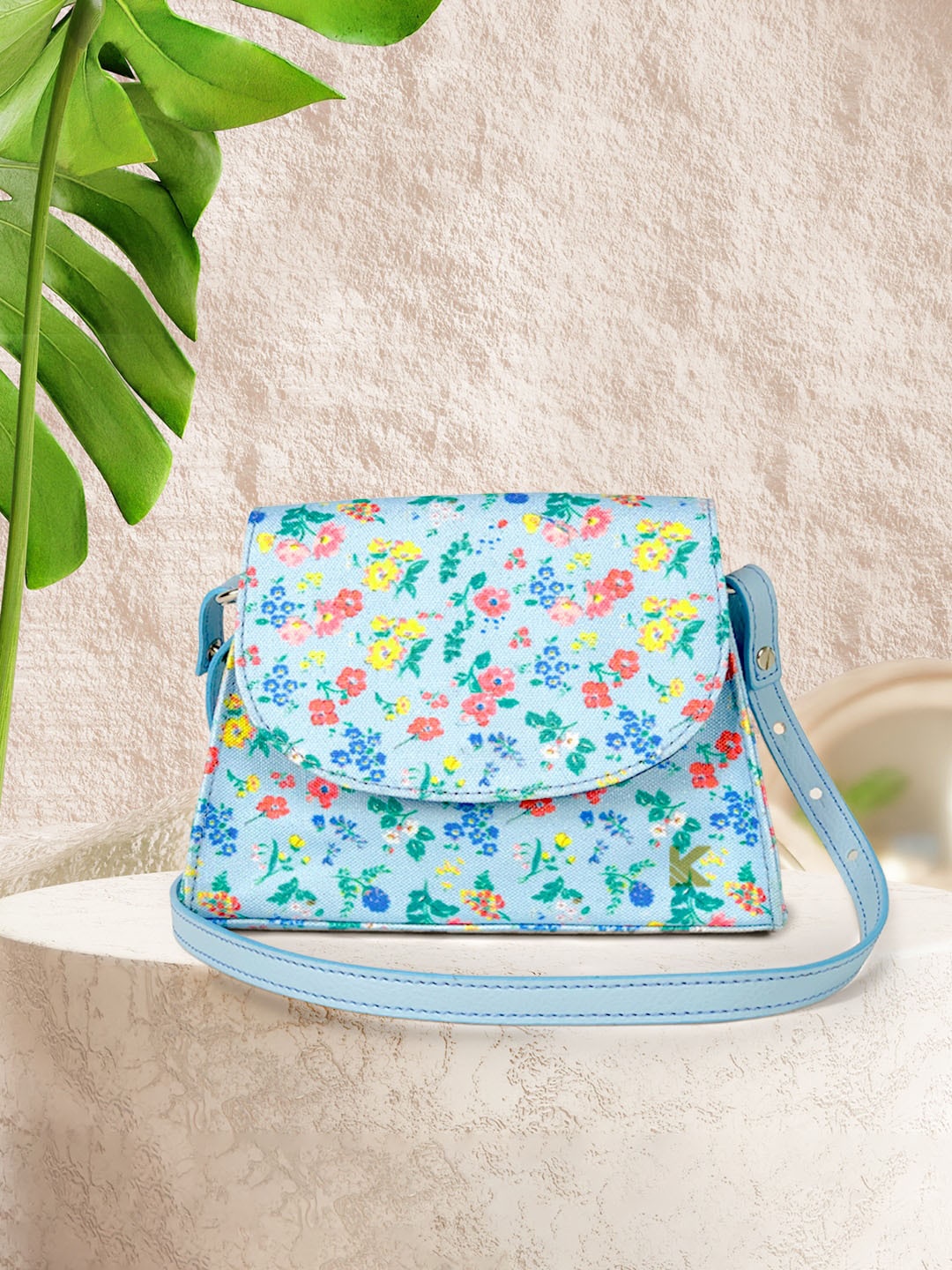 

KazarMax Girls Floral Adjustable Strap Sling Bag, Blue