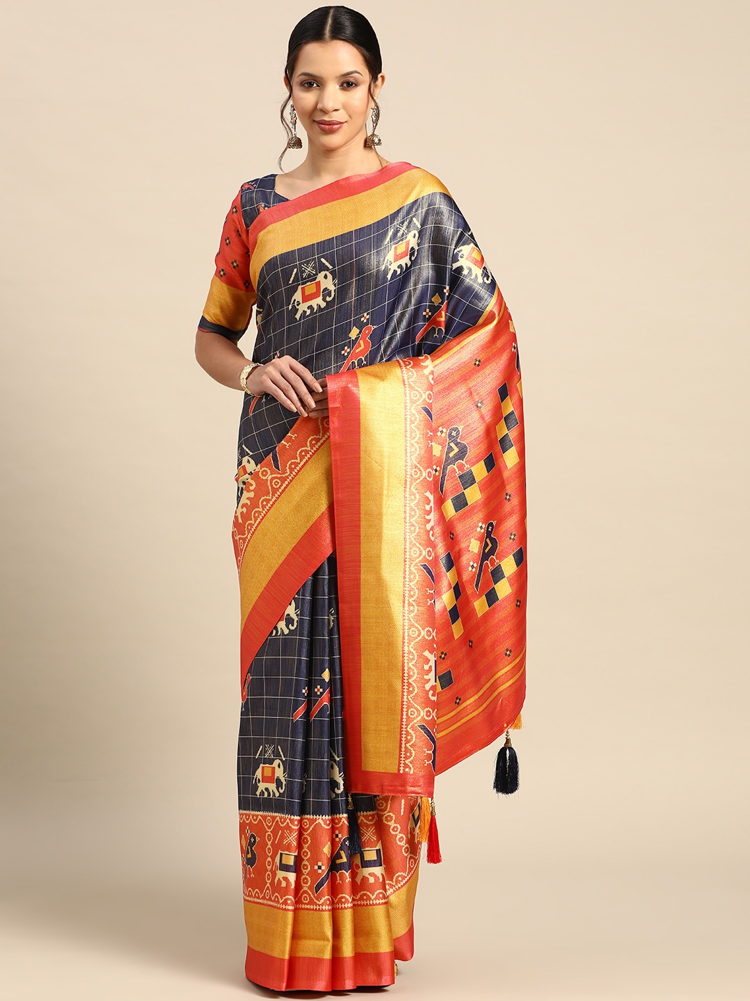 

CliqSilk Ethnic Motifs Printed Art Silk Pochampally Saree, Blue