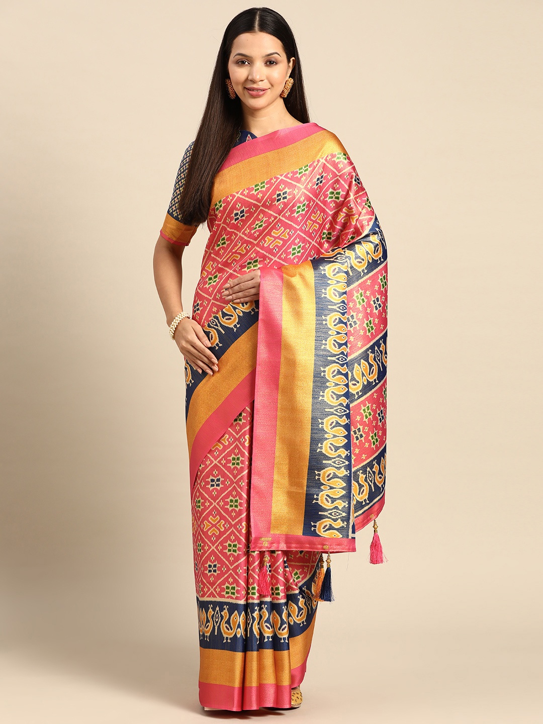 

CliqSilk Ethnic Motifs Printed Art Silk Pochampally Saree, Multi