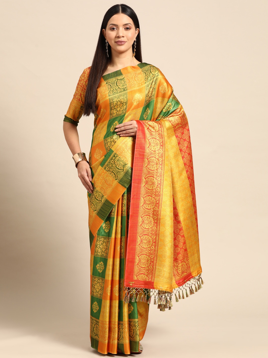 

CliqSilk Ethnic Motifs Printed Art Silk Kanjeevaram Saree, Multi