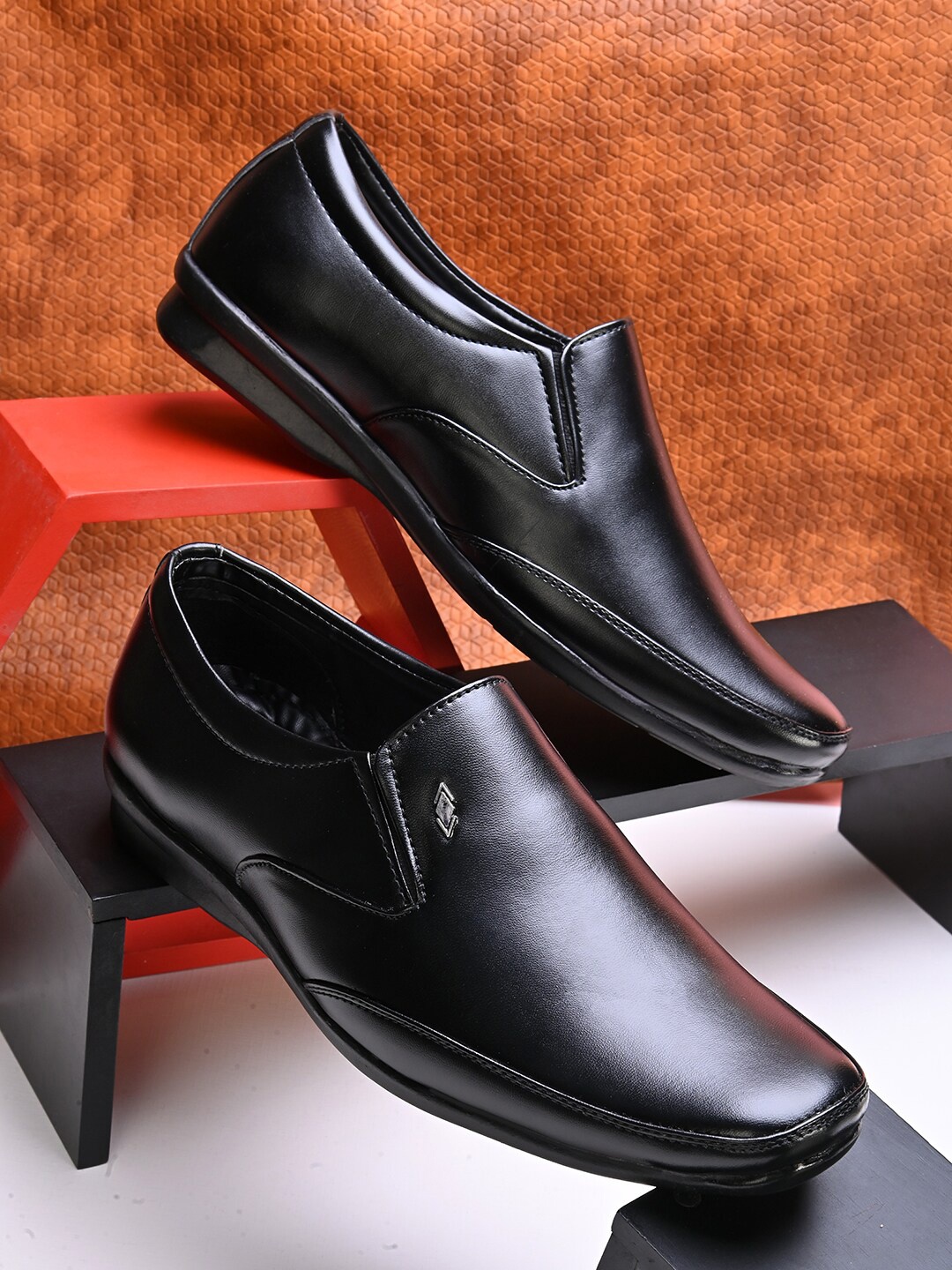 

Fentacia Men Square Toe Formal Slip On Shoes, Black