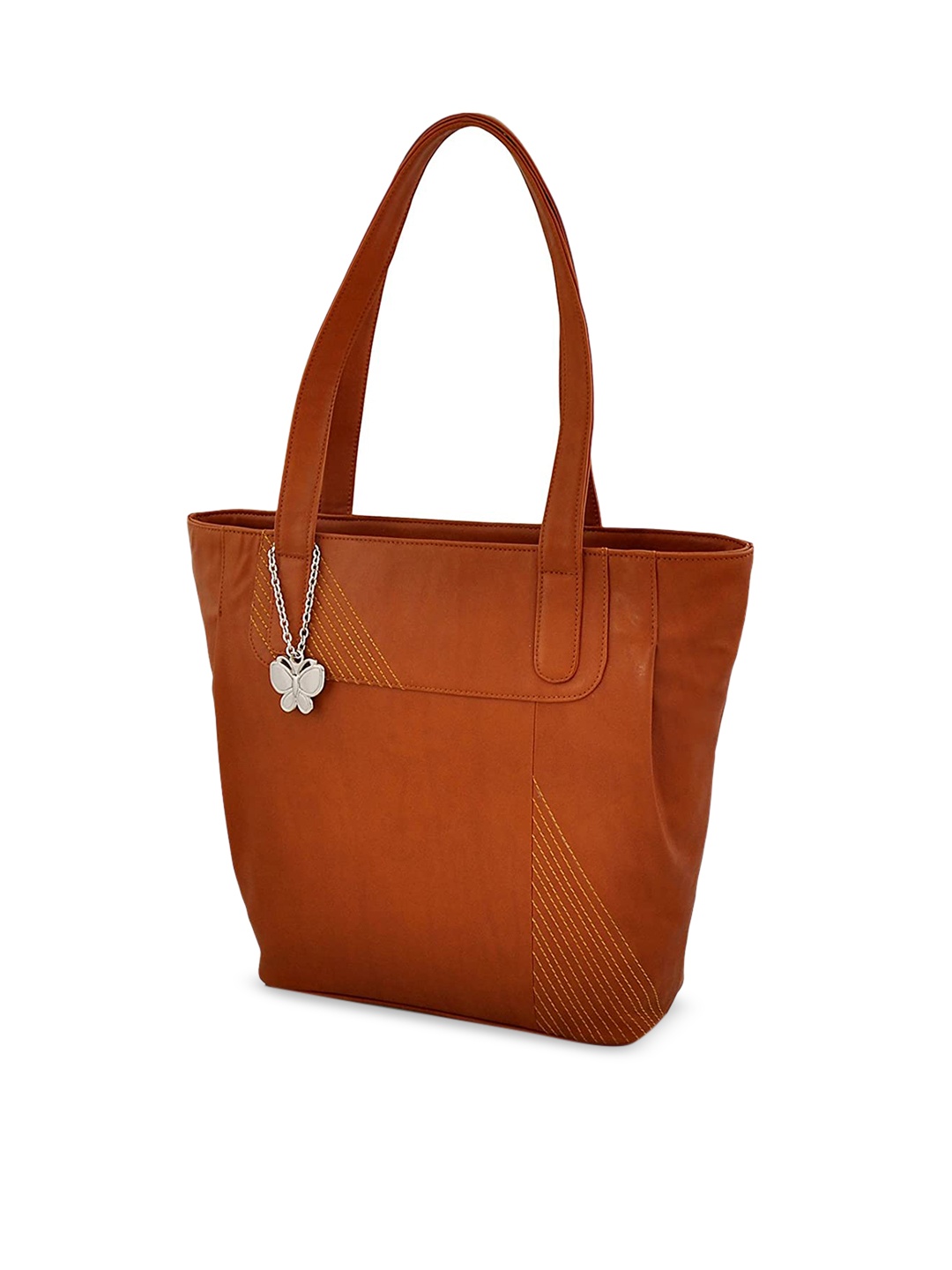 

Butterflies Two Handles Structured Shoulder Bag, Tan