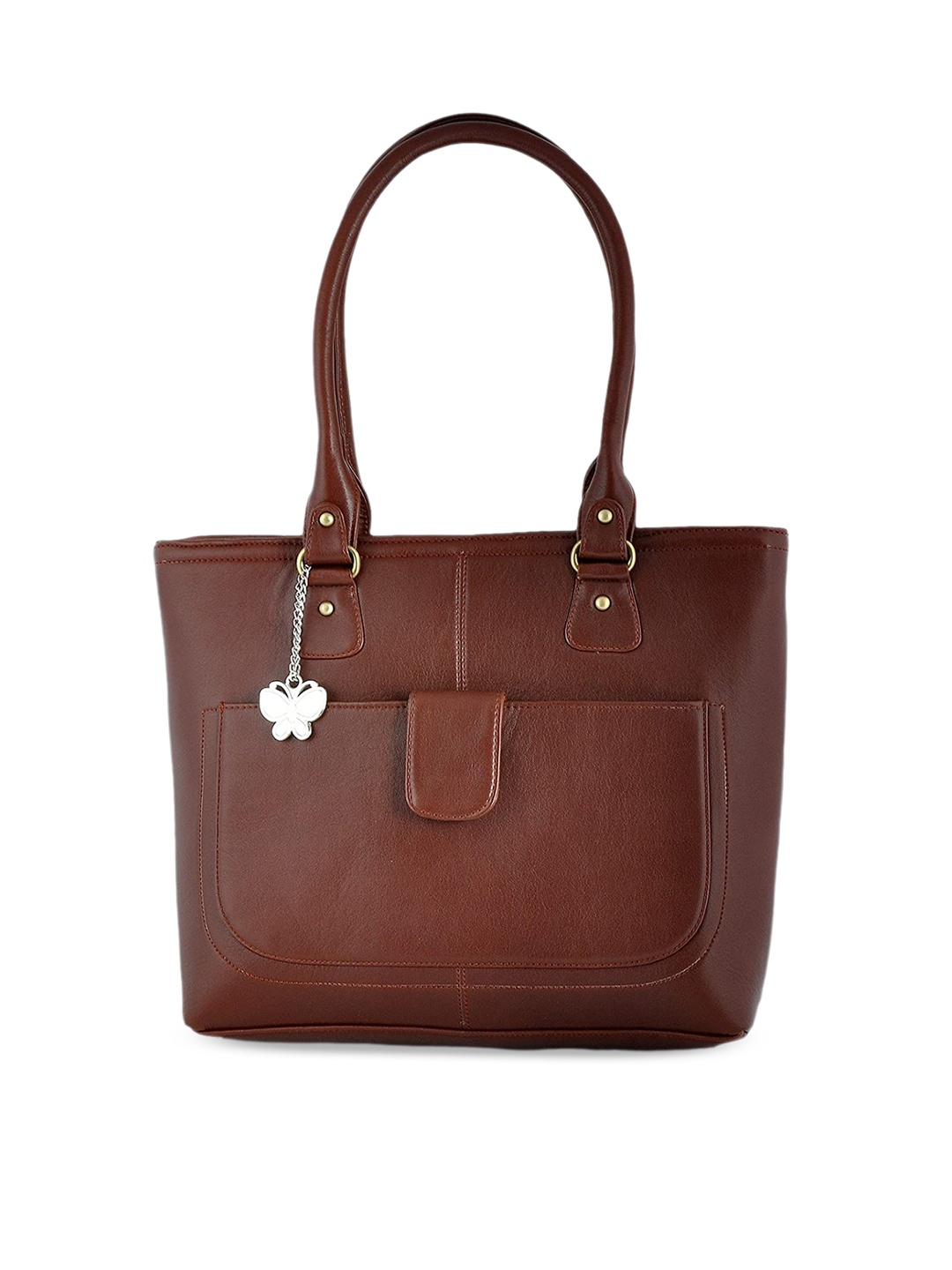 

Butterflies Structured Shoulder Bag, Tan