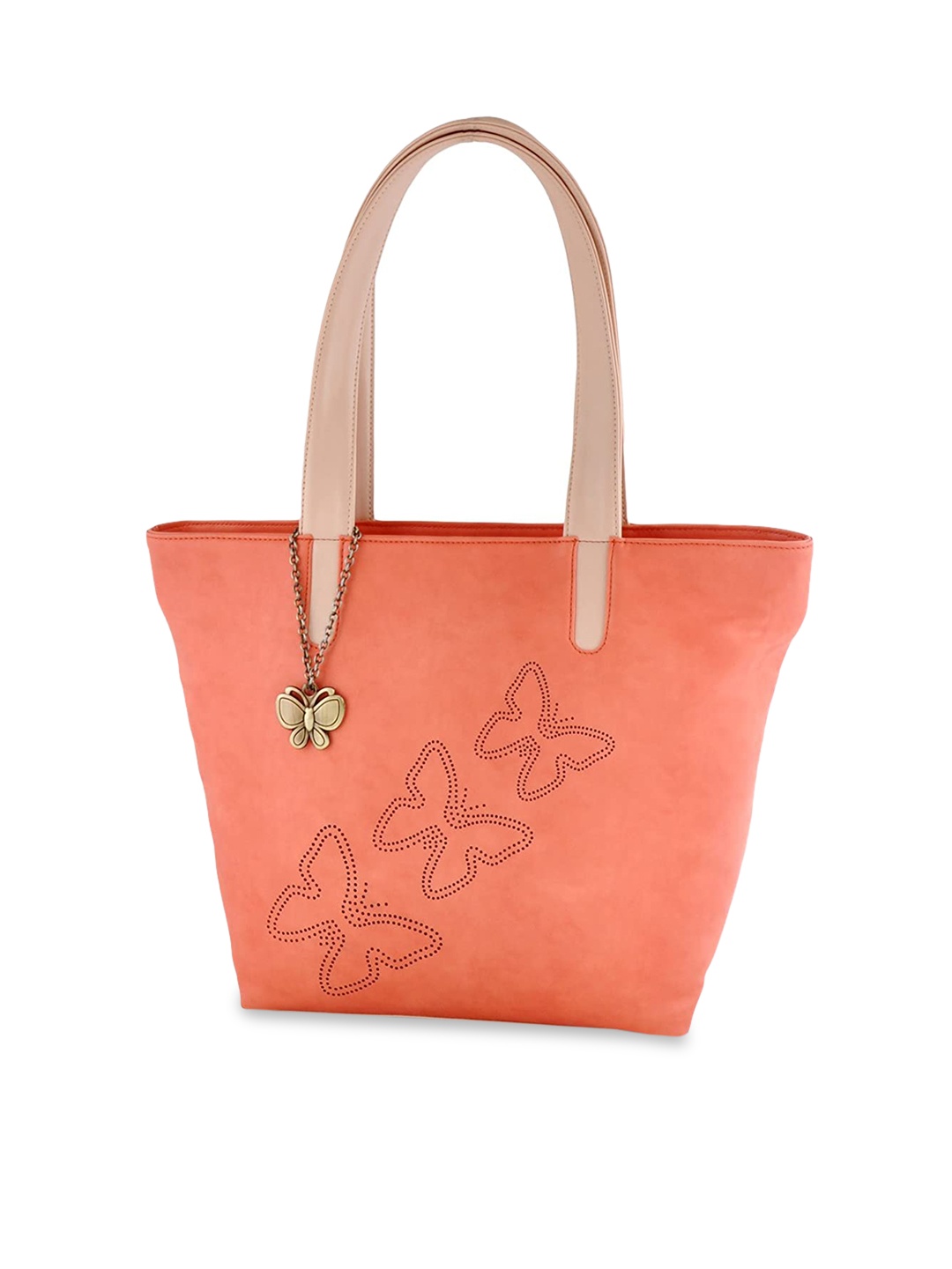 

Butterflies Structured Shoulder Bag With Cut Work, Orange