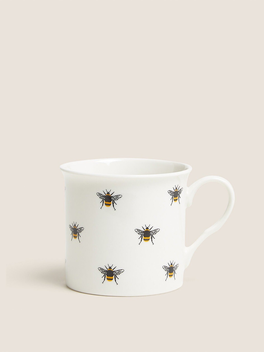 

Marks & Spencer White & Black Bee Printed Stoneware Glossy Cup 255 ml