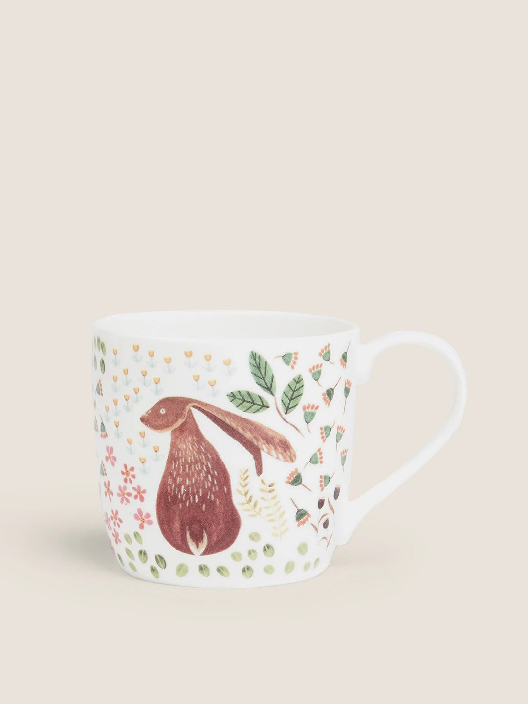 

Marks & Spencer Woodland White & Brown Rabbit Print Stoneware Mug 250 ml