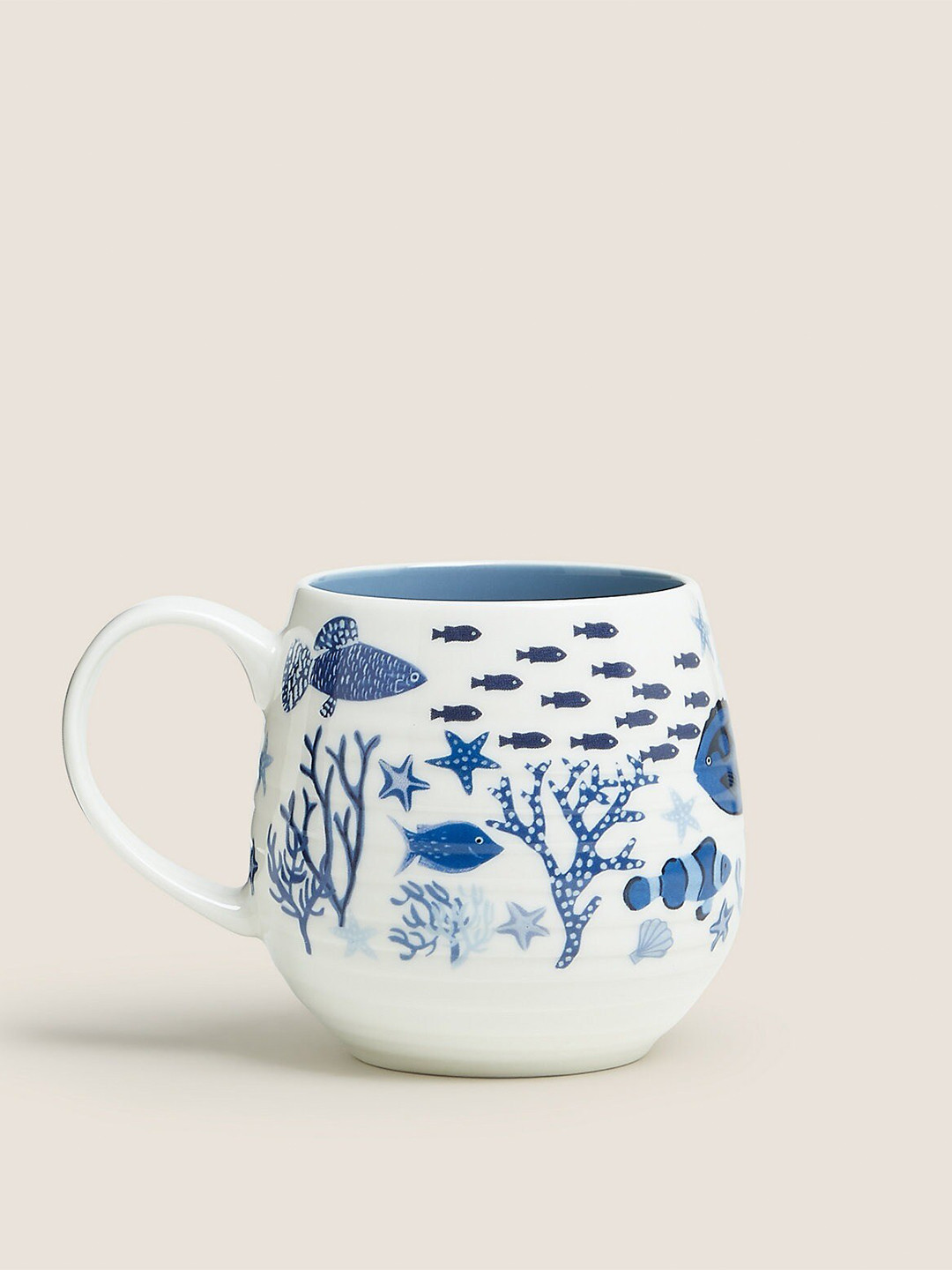 

Marks & Spencer Nautical Scene White & Blue Printed Stoneware Mug 250 ml