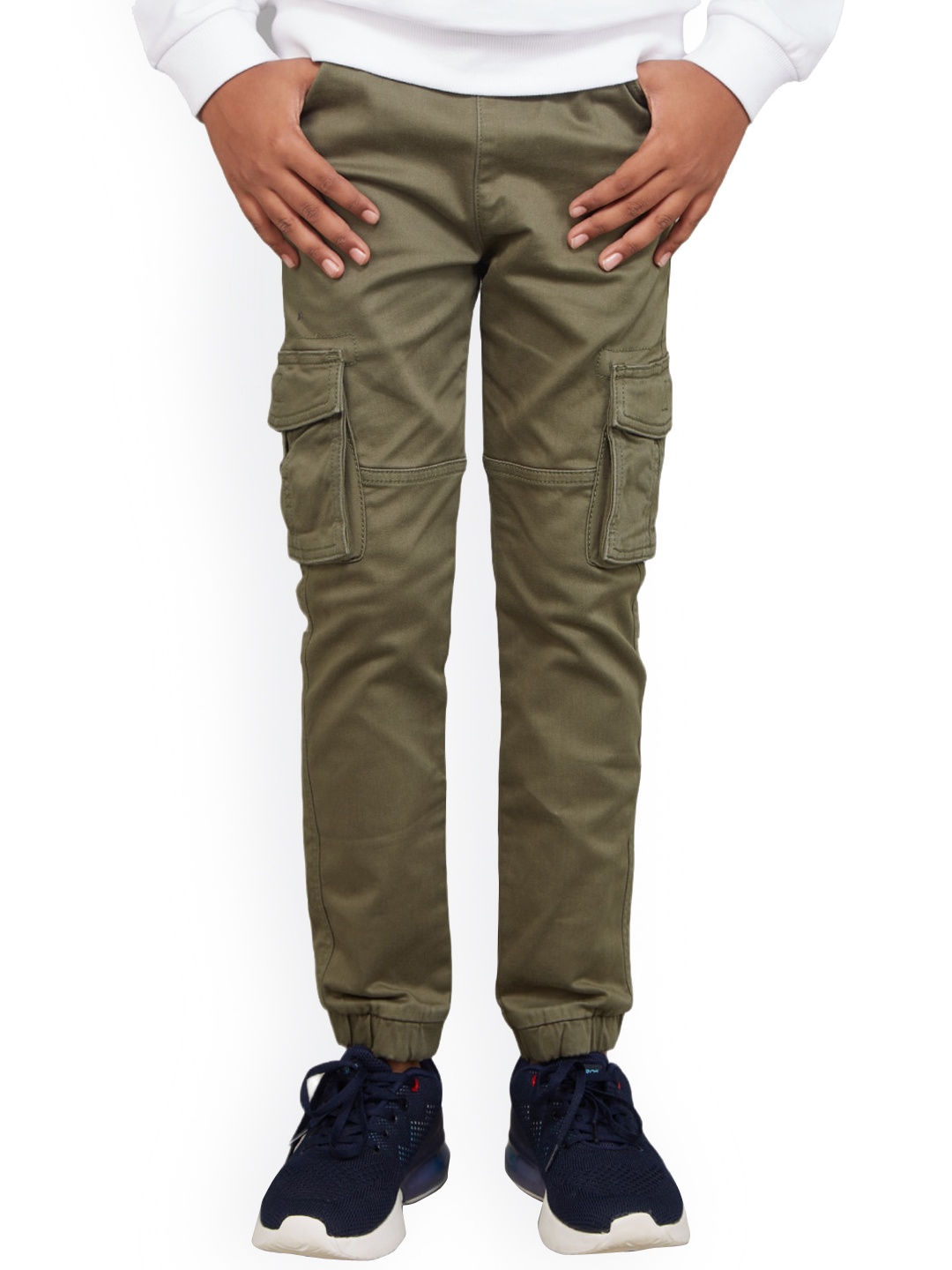 

Zalio Boys Mid-Rise Cotton Cargos Joggers, Olive