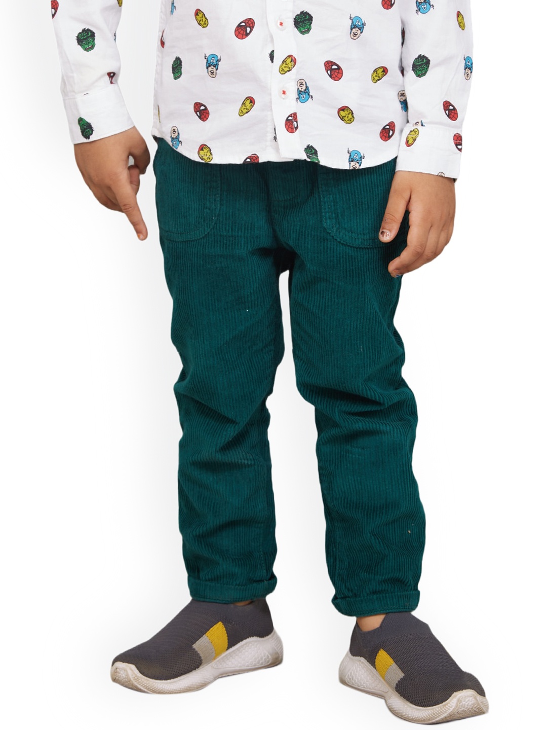 

Zalio Boys Cotton Corduroy Trousers, Green