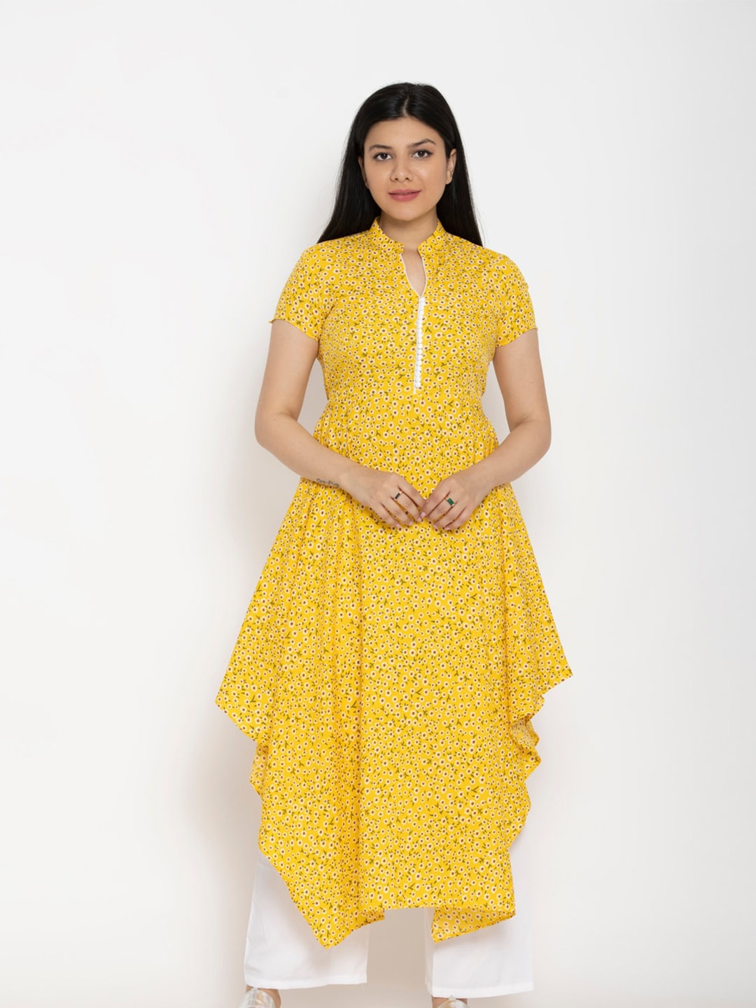

EZIS FASHION Women Floral Printed Kurta, Yellow