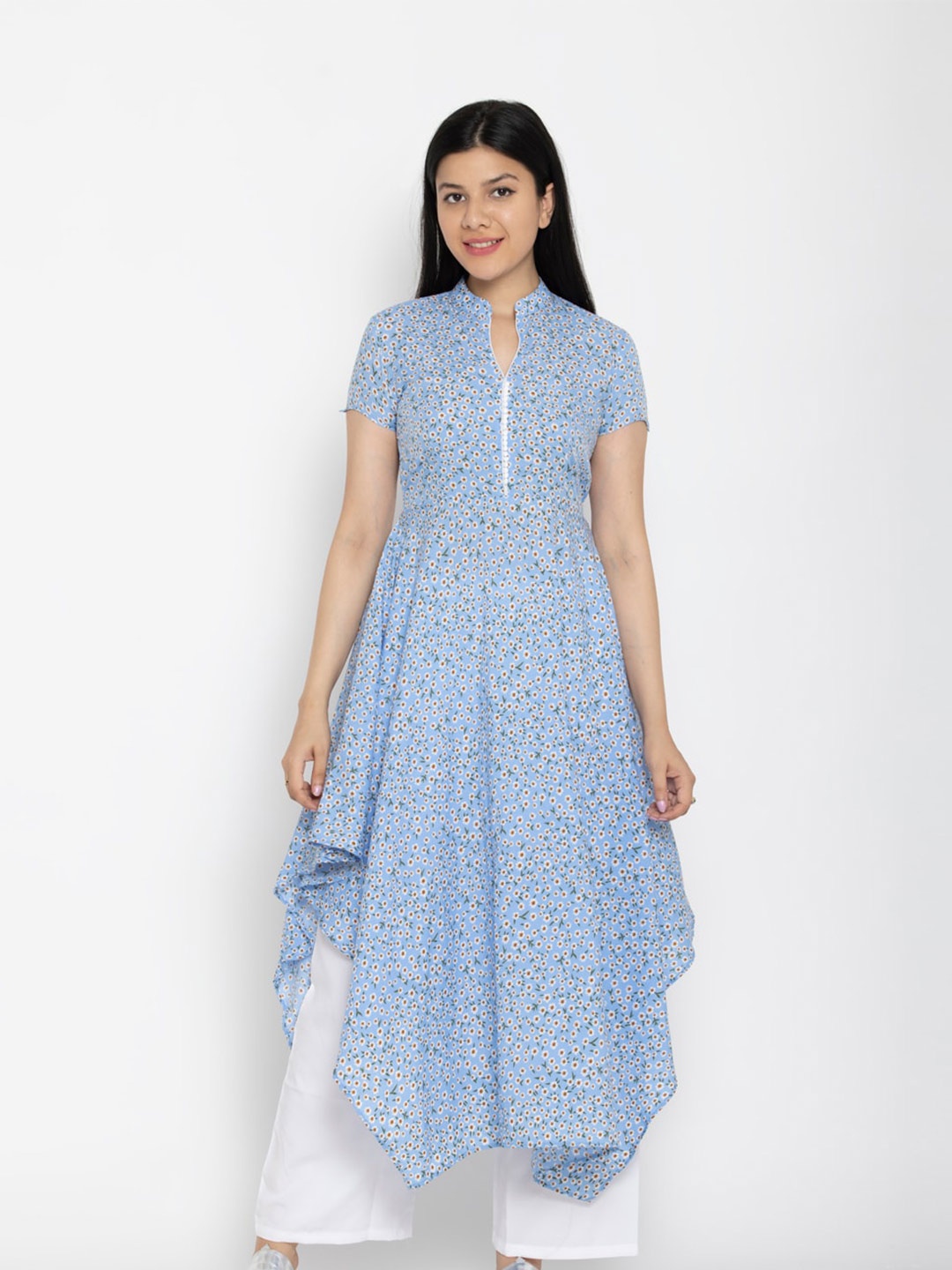 

EZIS FASHION Women Floral Printed Kurta, Blue