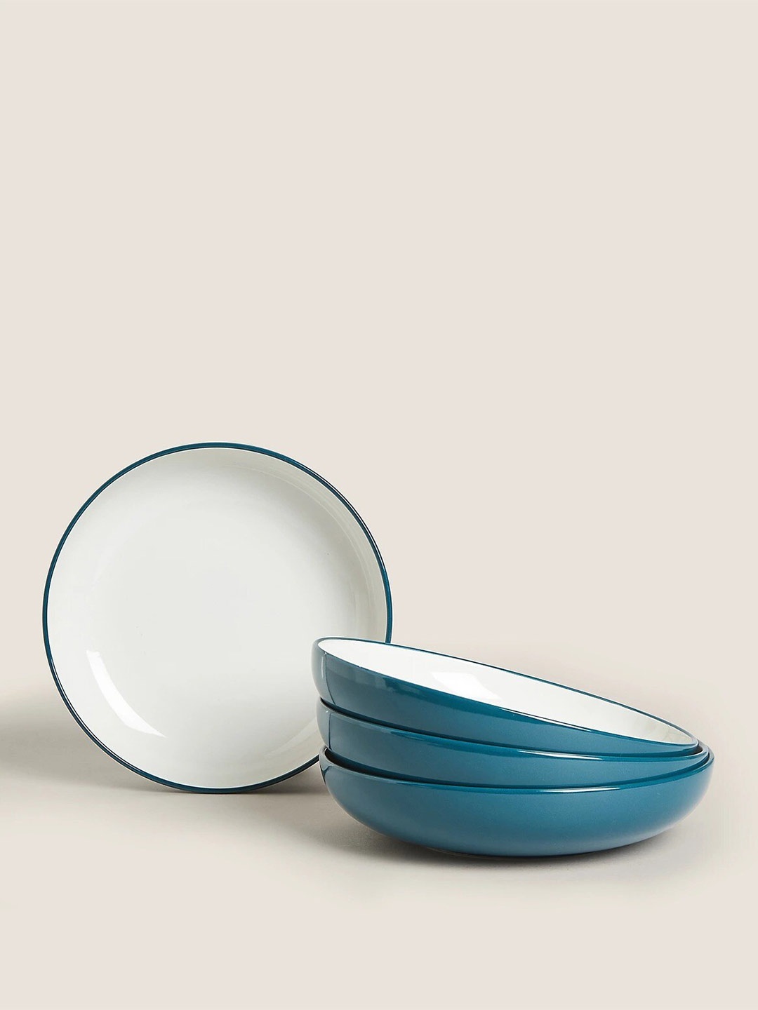 

Marks & Spencer Tribeca Teal & White 4 Pieces Bone China Glossy Bowls-150ml