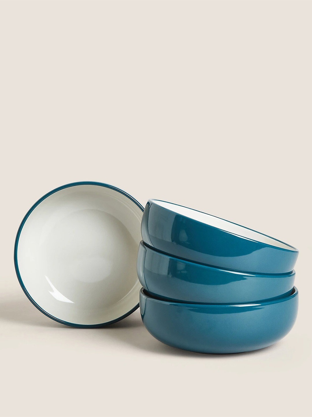 

Marks & Spencer Tribeca Teal & White 4 Pieces Bone China Glossy Bowls
