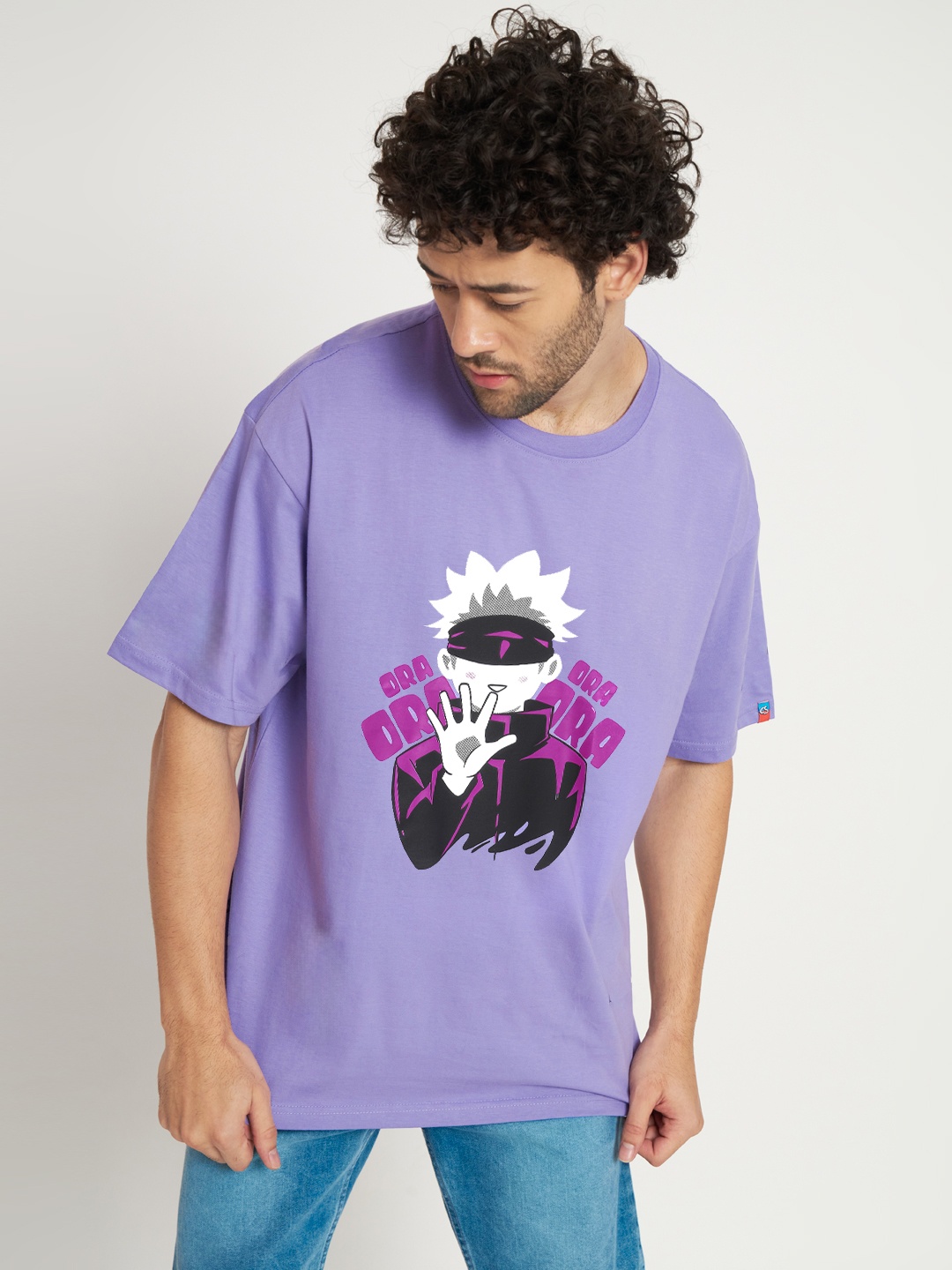 

COMICSENSE Men Anime Printed Jujutsu Kaisen Cotton Oversized Tshirt, Purple