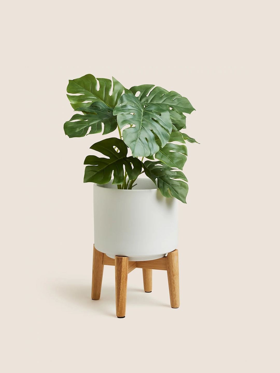 

Marks & Spencer White & Brown Ceramic Planter With Stand