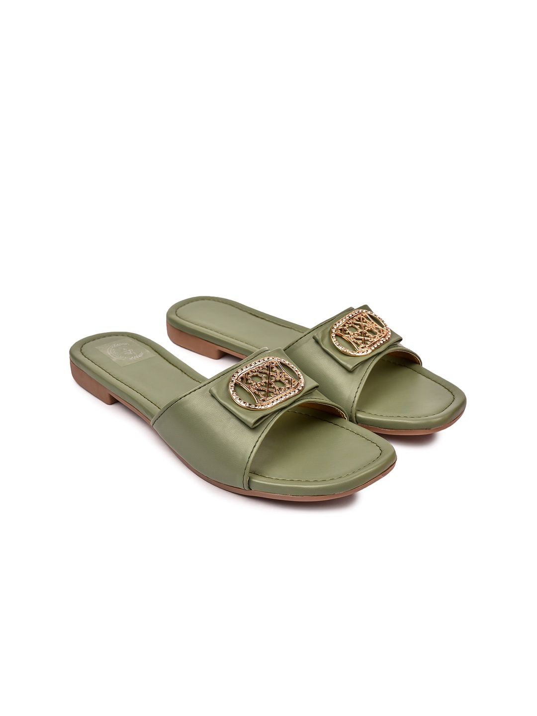 

REEZZ Women Embellished Open Toe Flats, Green