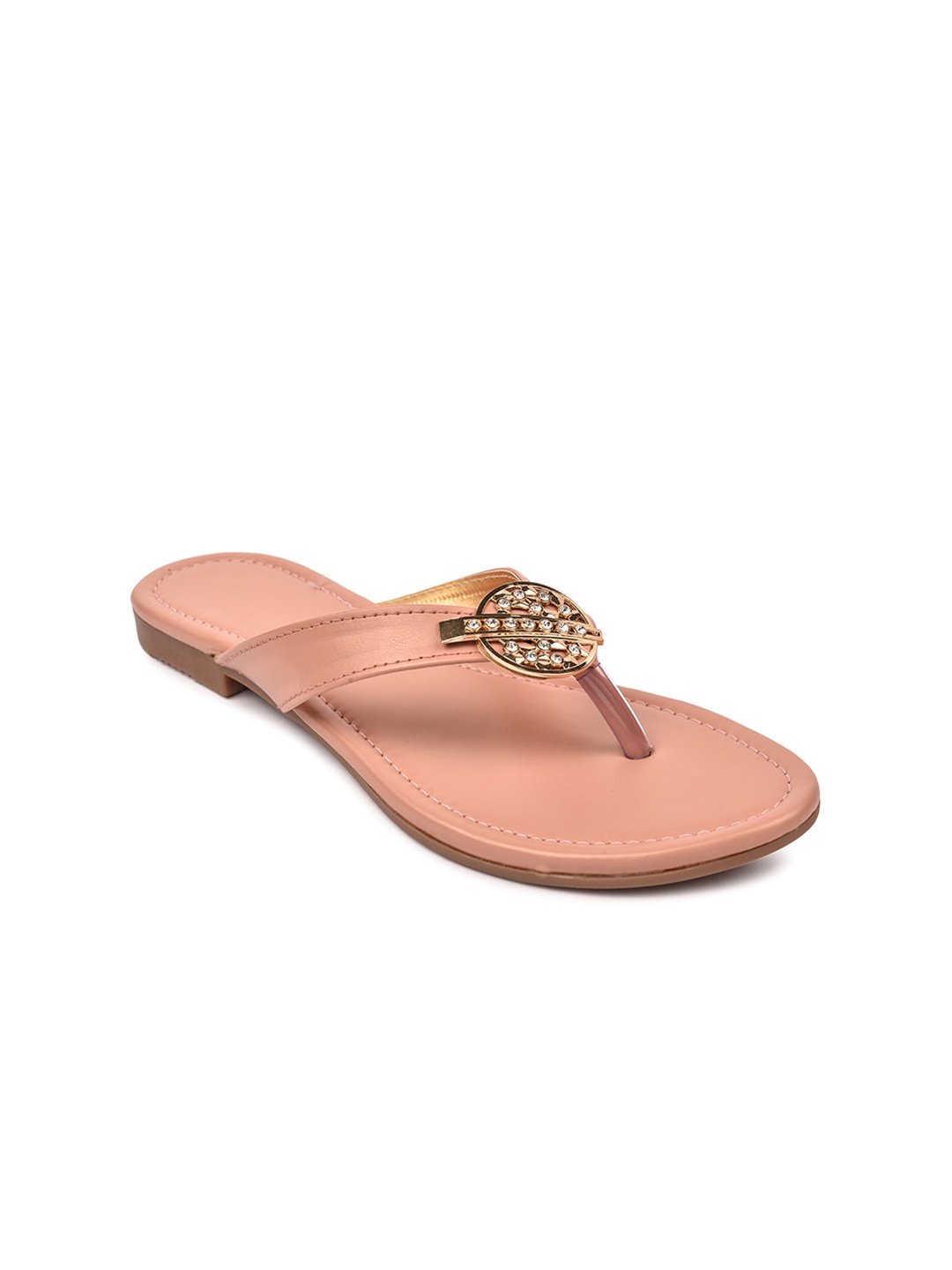 

REEZZ Women Embellished T- Strap Flats, Pink