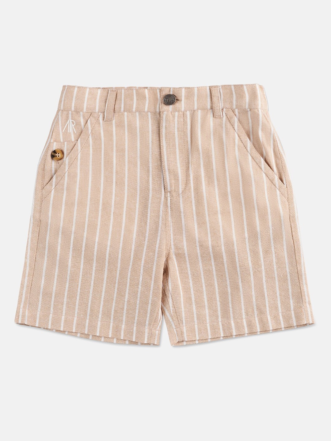 

Angel & Rocket Boys Striped Mid Rise Cotton Slim Fit Shorts, Cream