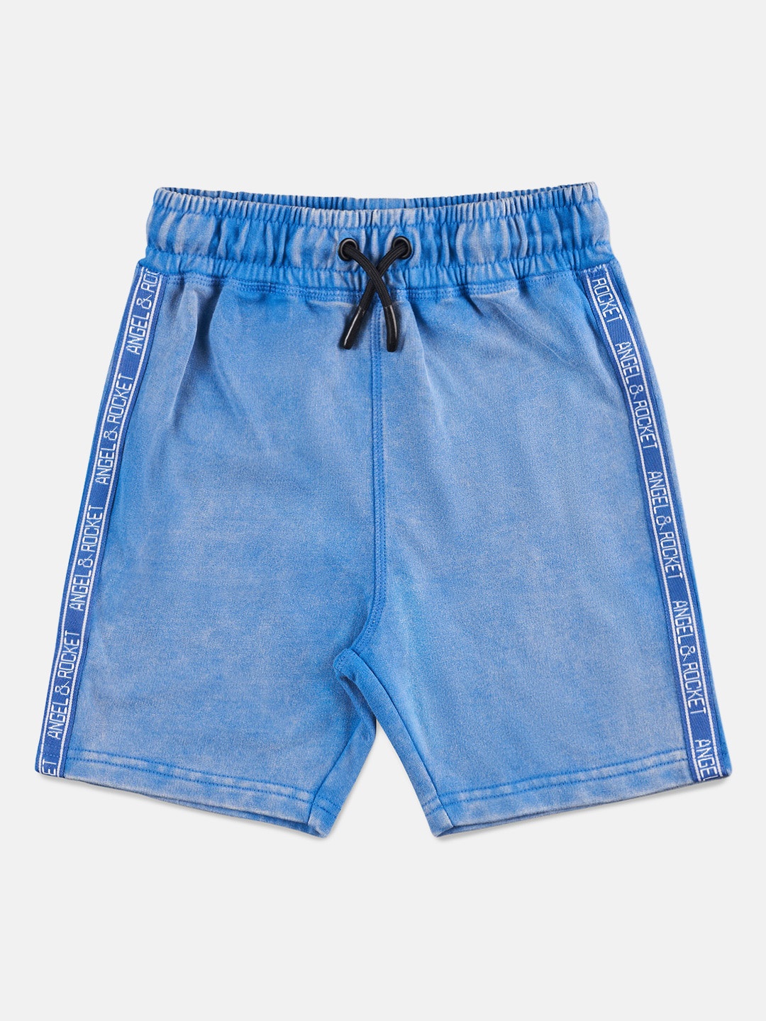 

Angel & Rocket Boys Solid Mid Rise Cotton Cambric Slim Fit Shorts, Blue