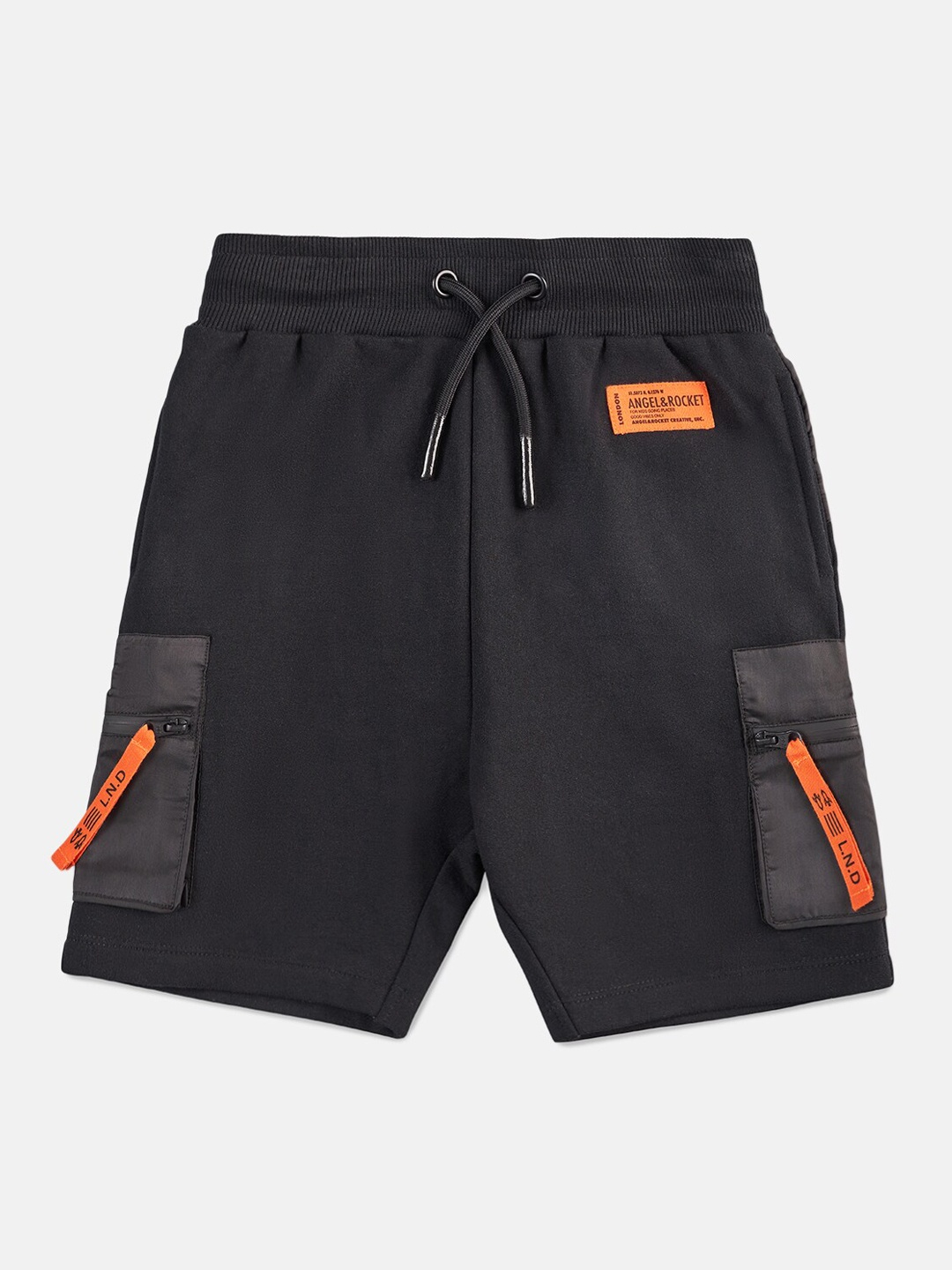 

Angel & Rocket Boys Solid Mid Rise Slim Fit Shorts, Black